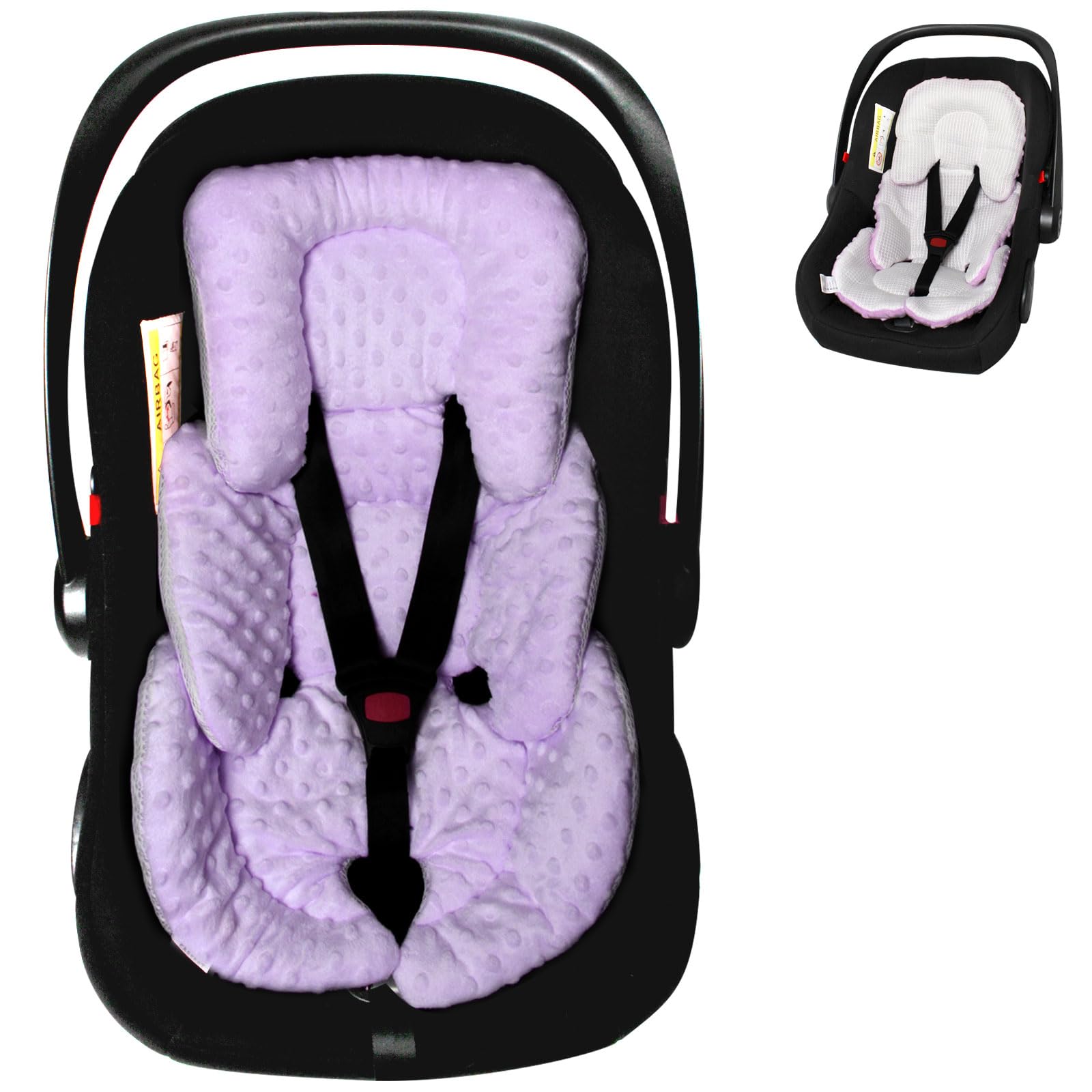 Infant Carseat Insert, 2-in-1 Reversible Baby Car Seat Cushion for Newborn Toddler Head & Body Support Car Seat Pad for Carseats, Strollers, Swings,