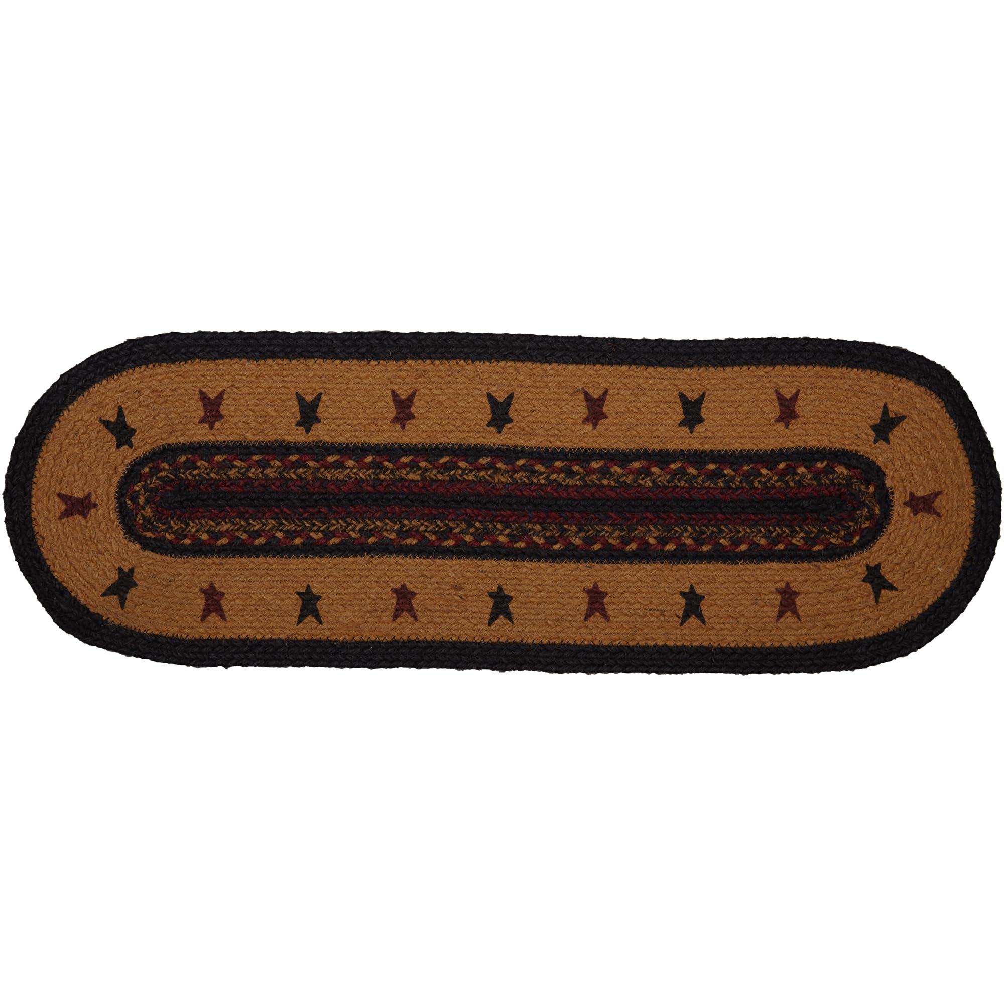 Americana Primitive Jute Stair Tread With Navy Stars - Non-Slip Braided Floor Mat For Steps - View #4