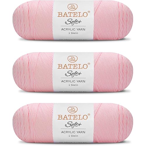 Soft Light Pink Yarn 1008 Yards - 3 Pack Acrylic Yarn of 200g/7.5oz - 4 Medium (Worsted) - Crocheting, Knitting, Amigurumi, Craft