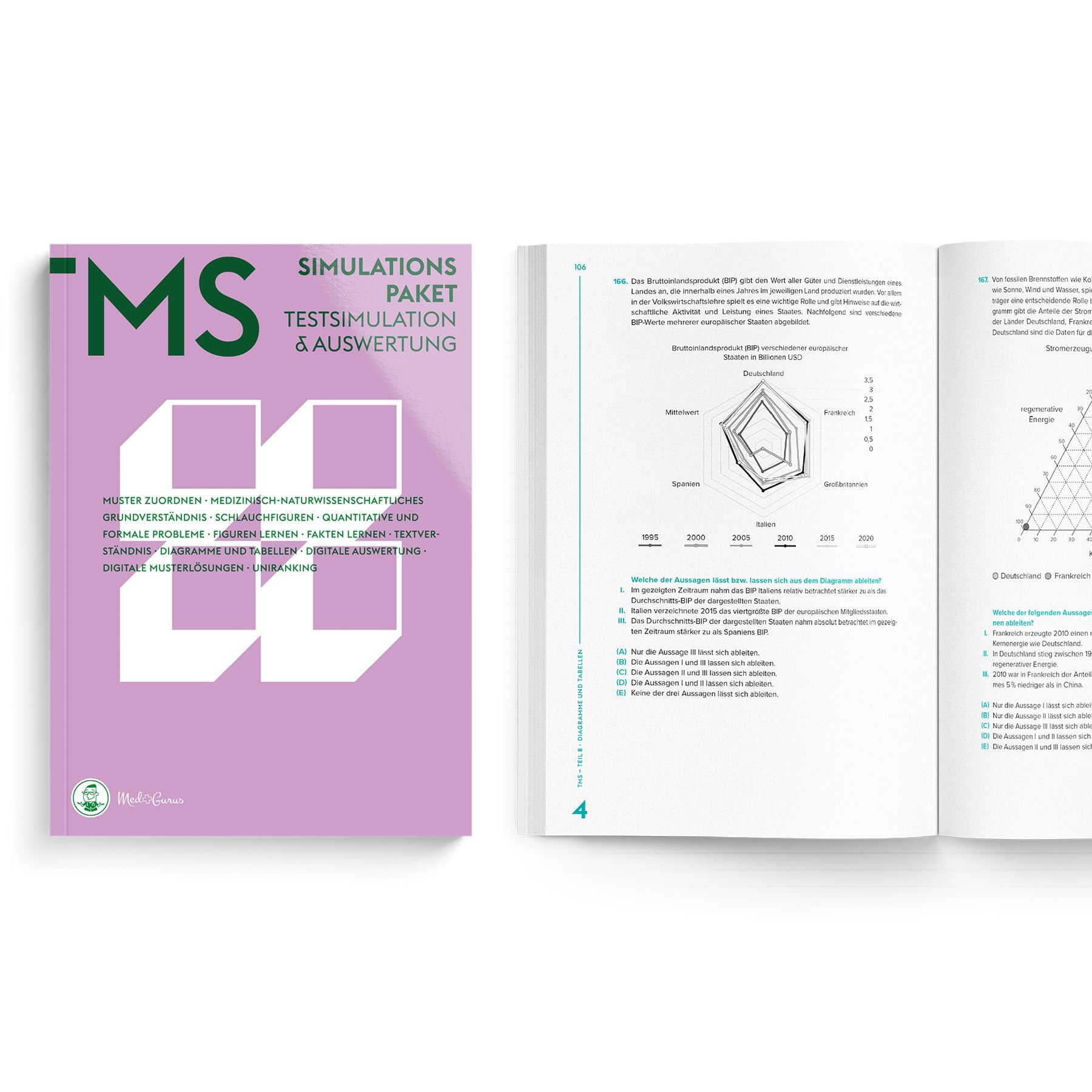 MedGurus TMS Vorbereitung Simulations-Paket - Anspruchsvoller Probetest zur Vorbereitung auf den Medizinertest mit digitaler Auswertung und Ermittlung der Studienplatzchancen