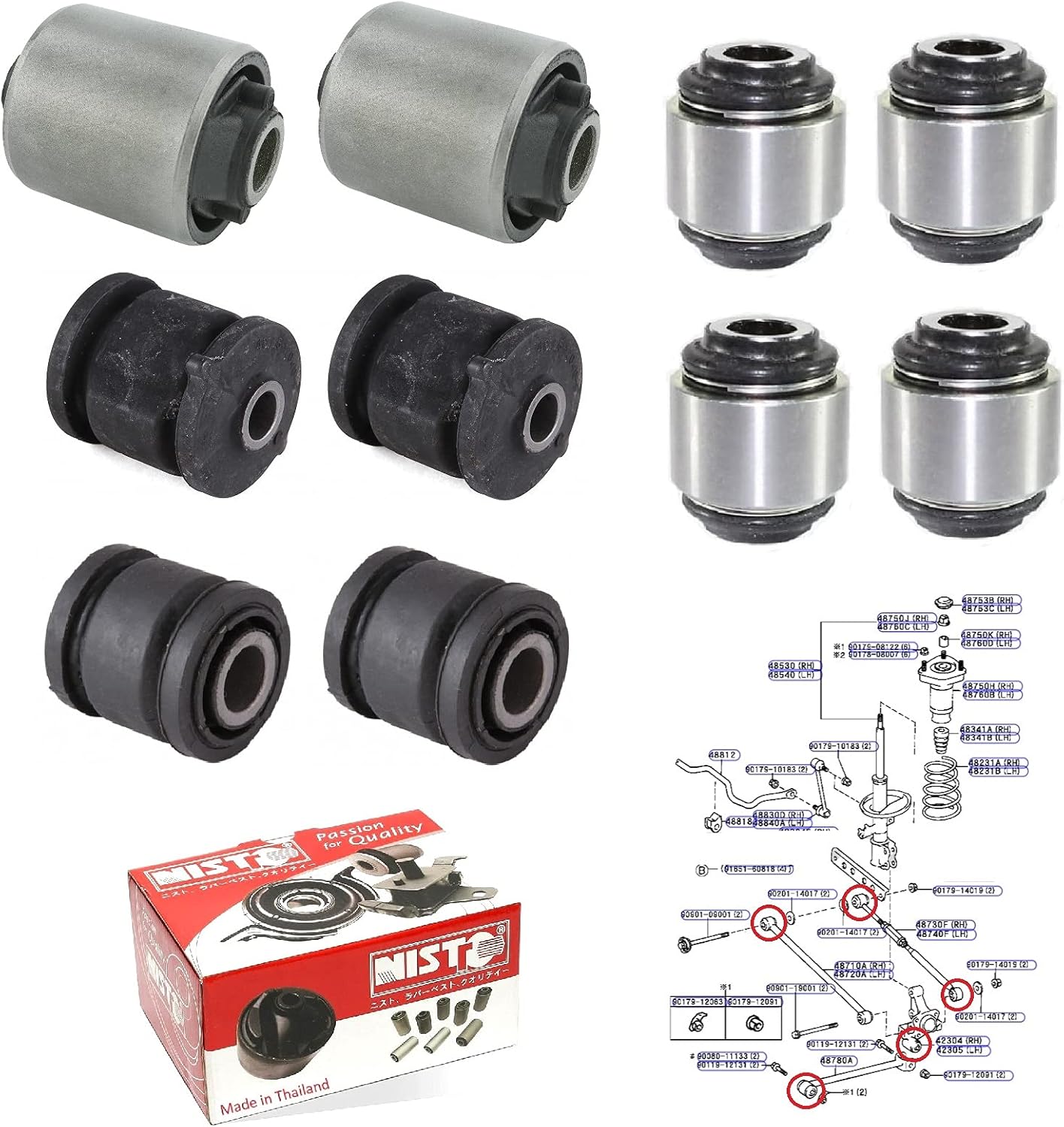 Rear Lateral Arm Track Rod Knuckle Bushing Kit Fit For 1996
