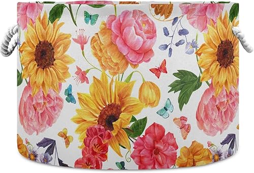 Miniatura 16 de visesunny Cesta plegable de gran capacidad con asas de algodón duraderas, solución organizadora para el hogar, oficina, dormitorio, armario