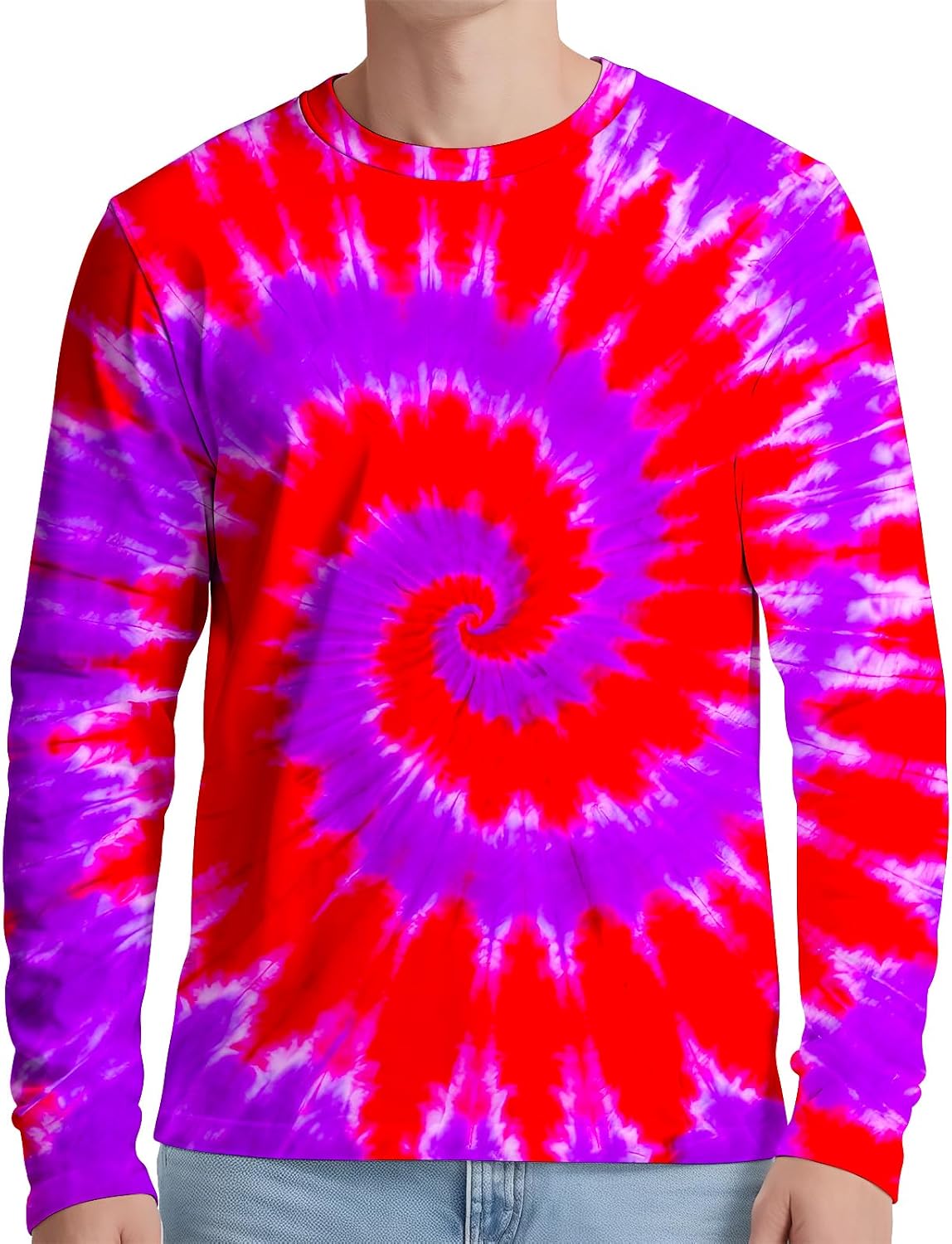 Unisex Tie Dye Long Sleeve Shirts Sun Protection UPF 50+ UV Adult Rash Guard Shirt for Women and Men image 2