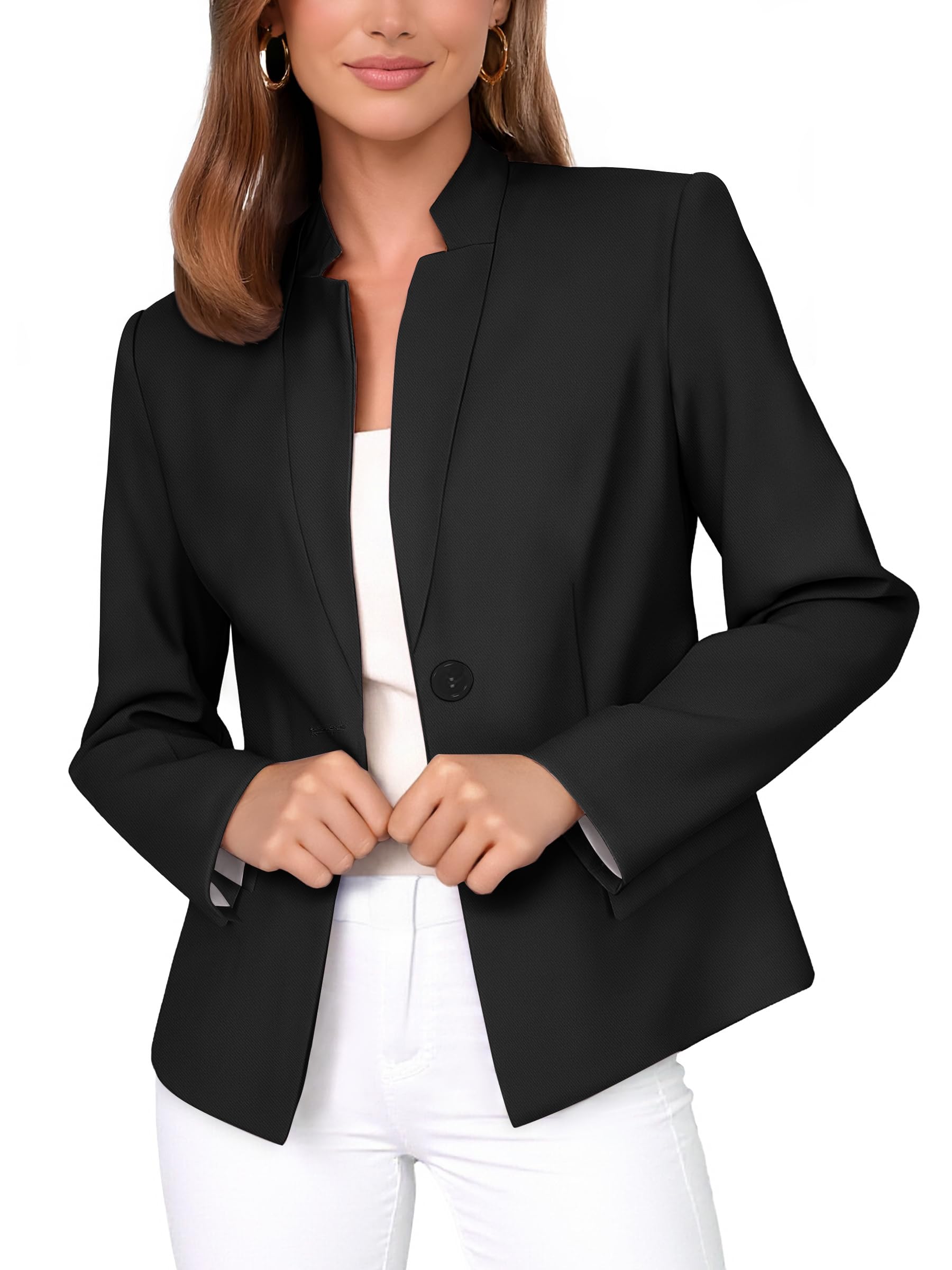 ANRABESS Womens Blazer Business Casual Long Sleeve Lapel Open Front Suit Jacket 2026 Dressy Work Office Blazers with