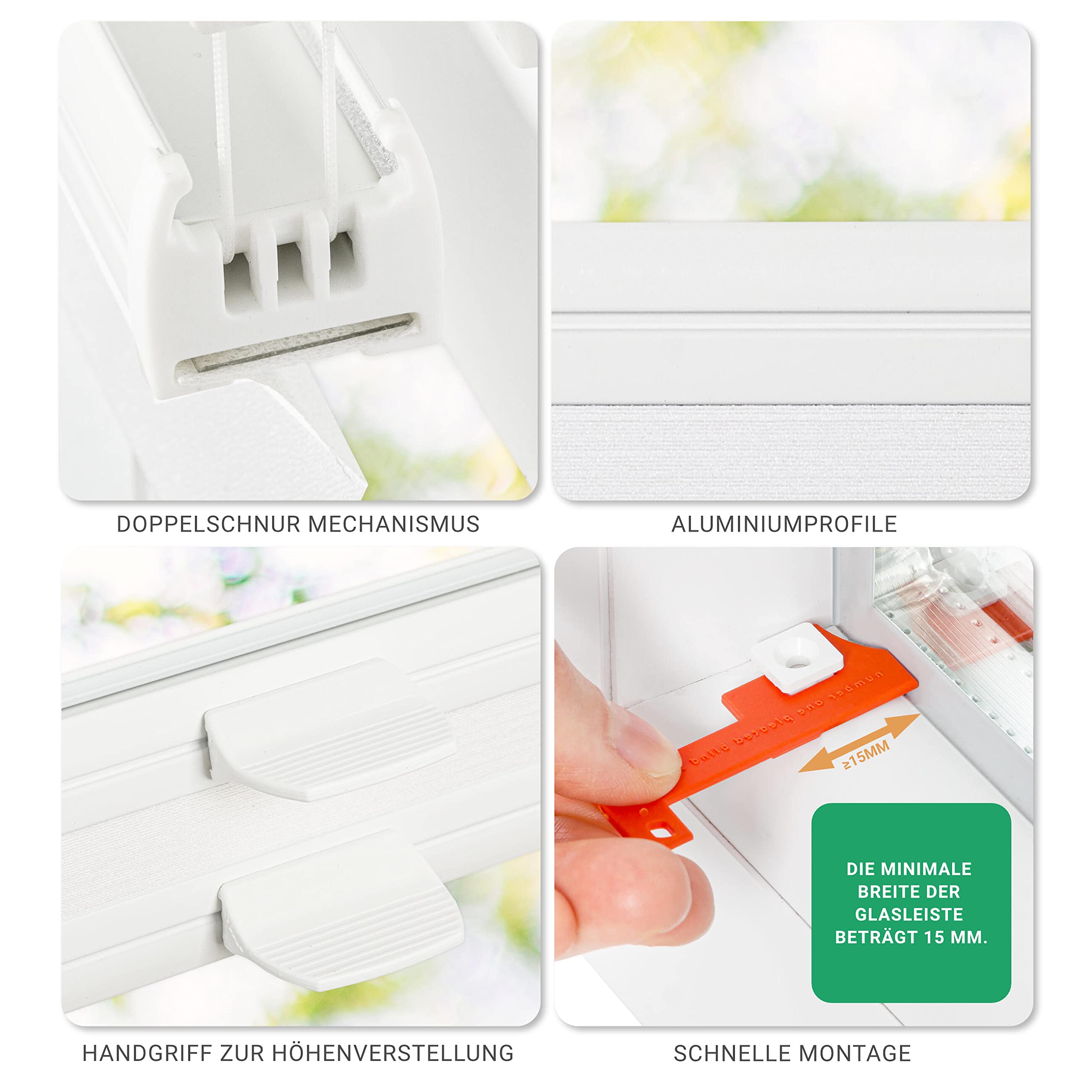 Estika Tenda plissettata su misura con foratura - larghezza 30-129 cm, altezza 150-230 cm - Collezione Premium, tessuto in 23 colori, profilo in 3 colori - per interni, per finestre
