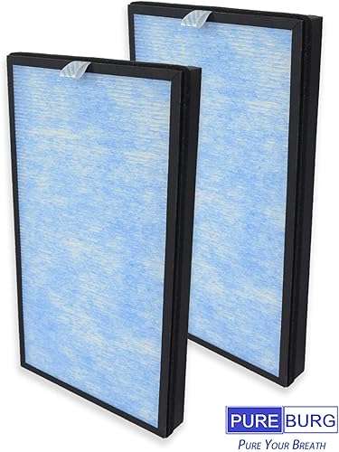 Miniatura 5 de PUREBURG Filtro de repuesto compatible con SimPure HP8 purificador de aire, paquete de 2 unidades de carbón activado HEPA H13 2 en 1, filtración de