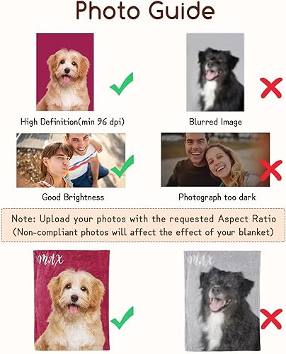 Miniatura 6 de Zookao Mantas personalizadas con fotos y texto, mantas personalizadas con fotos y mantas conmemorativas para adultos, parejas y mascotas, regalos