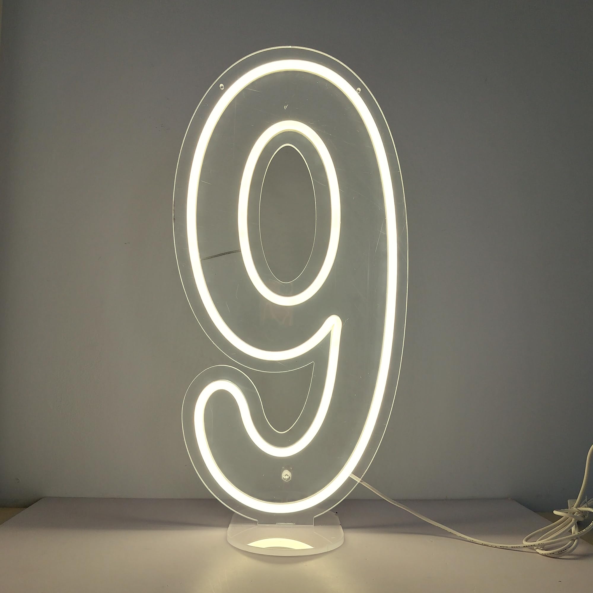 DS&DV 10 x 20inch Warm White Led Neon Number 9 Light Sign — image 1