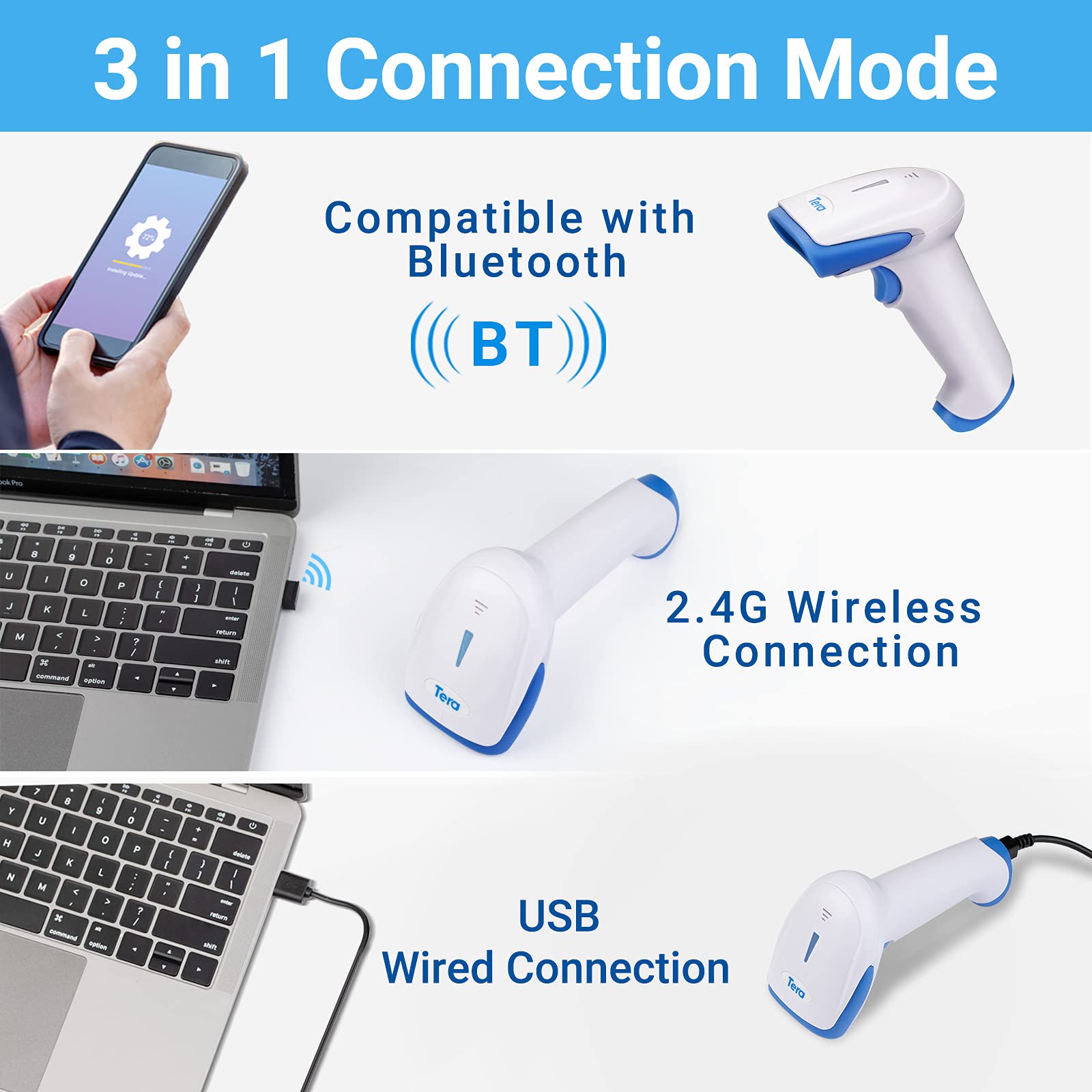 Tera Barcodescanner 2D 1D 3 in 1