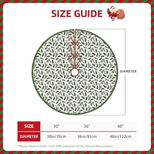 Miniatura 5 de Falda de árbol de Navidad de 36 pulgadas, falda de árbol de Navidad de lino de pino y acebo para decoración de árbol de Navidad, decoración interior
