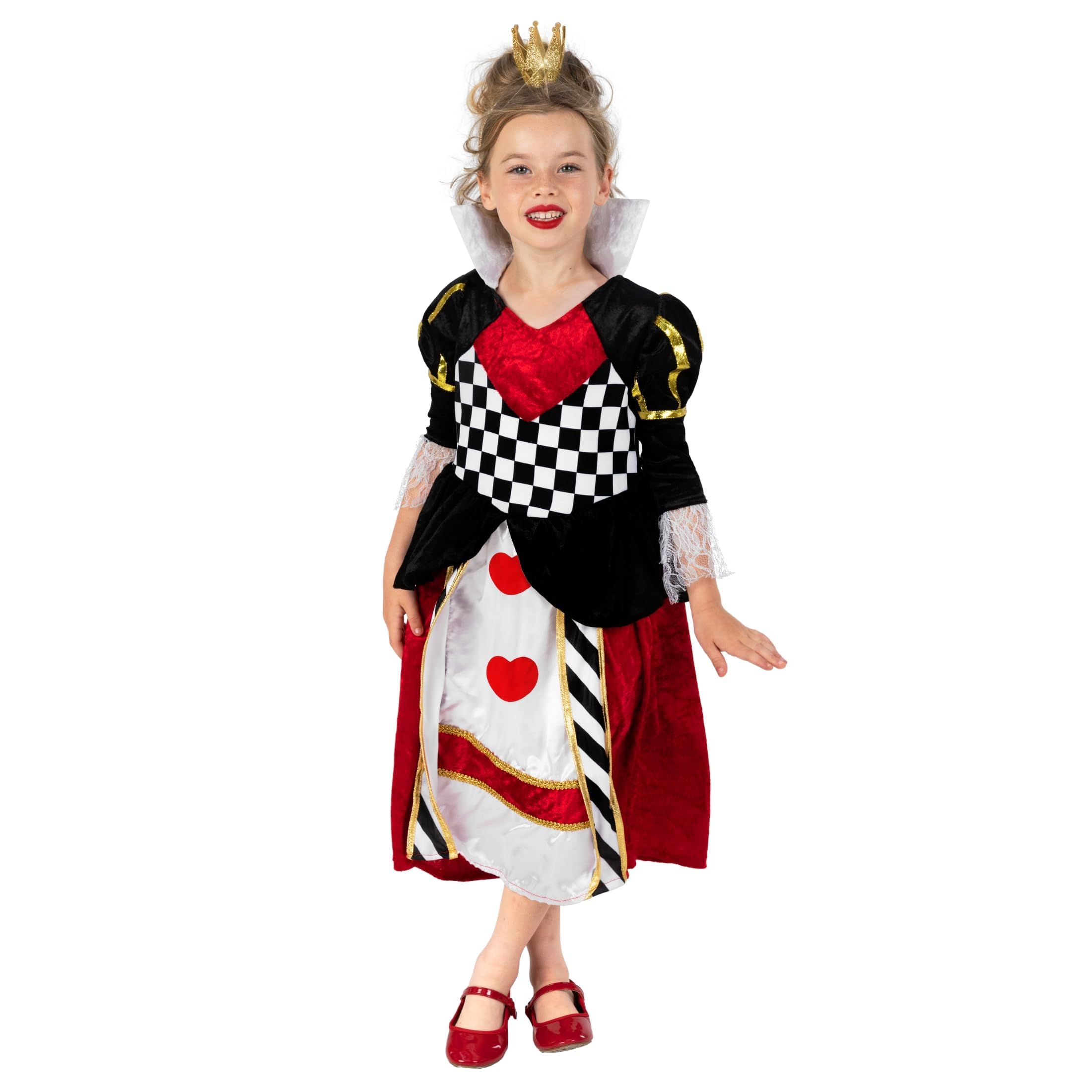 Fun Shack Disfraz Reina Corazones Niña, Disfraces Cuento para Carnaval y Halloween