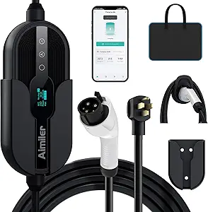 Level 2 Electric Vehicle (EV) Charger(32Amp, 220V-240V, NEMA 14-50 Plug), 25ft Cable ETL Listed Portable Indoor/Outdoor EVSE SAE J1772 EV Car Charging Station w/Delay Timer, WiFi Enabled
