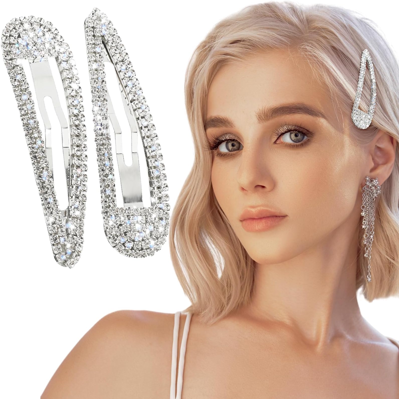 Silver Crystal Rhinestone Diamanté Statement Bling - Foto 10