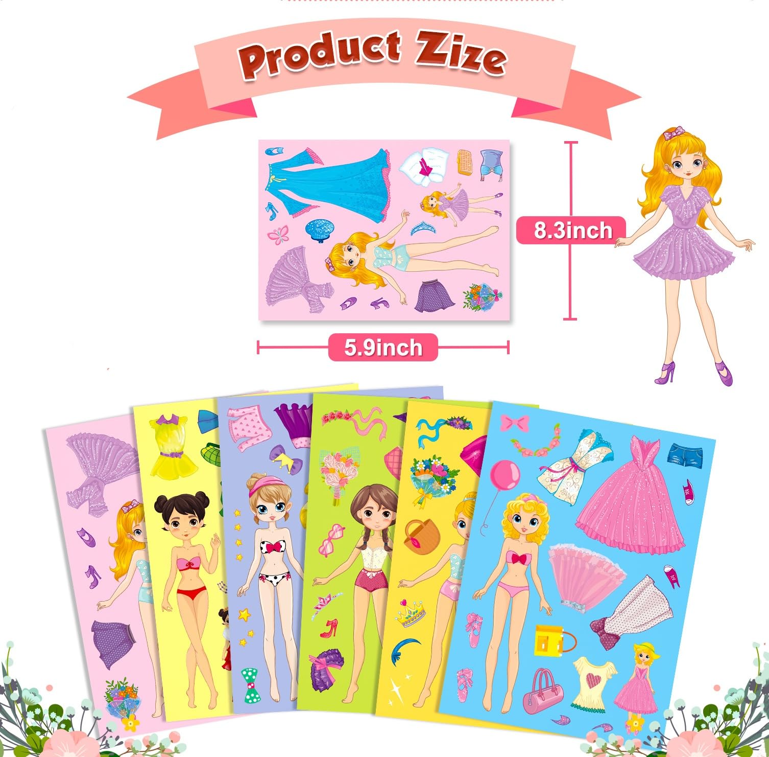 Adesivi Principessa Per Bambine - 24 Fogli Dress Me Up Con Mix E Match | Gioco Creativo Per Feste - Foto 7