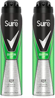 2 x 250ml Sure Men Quantum 48h Dry Anti-Perspirant Deodorant