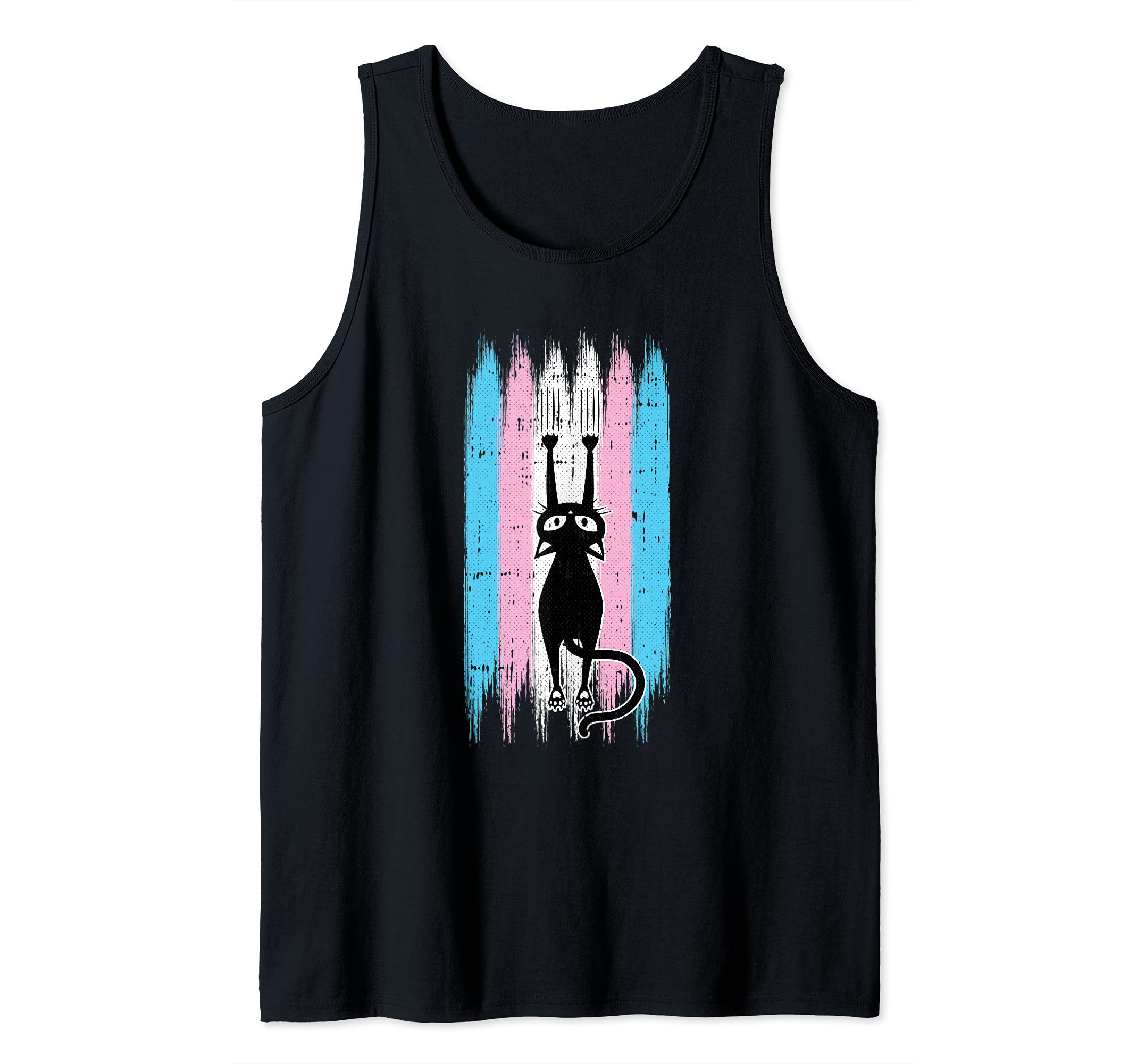 Cat Scratching Trans-gender Pride Kitten Kitty LGBT-Q Ally Tank Top, Black