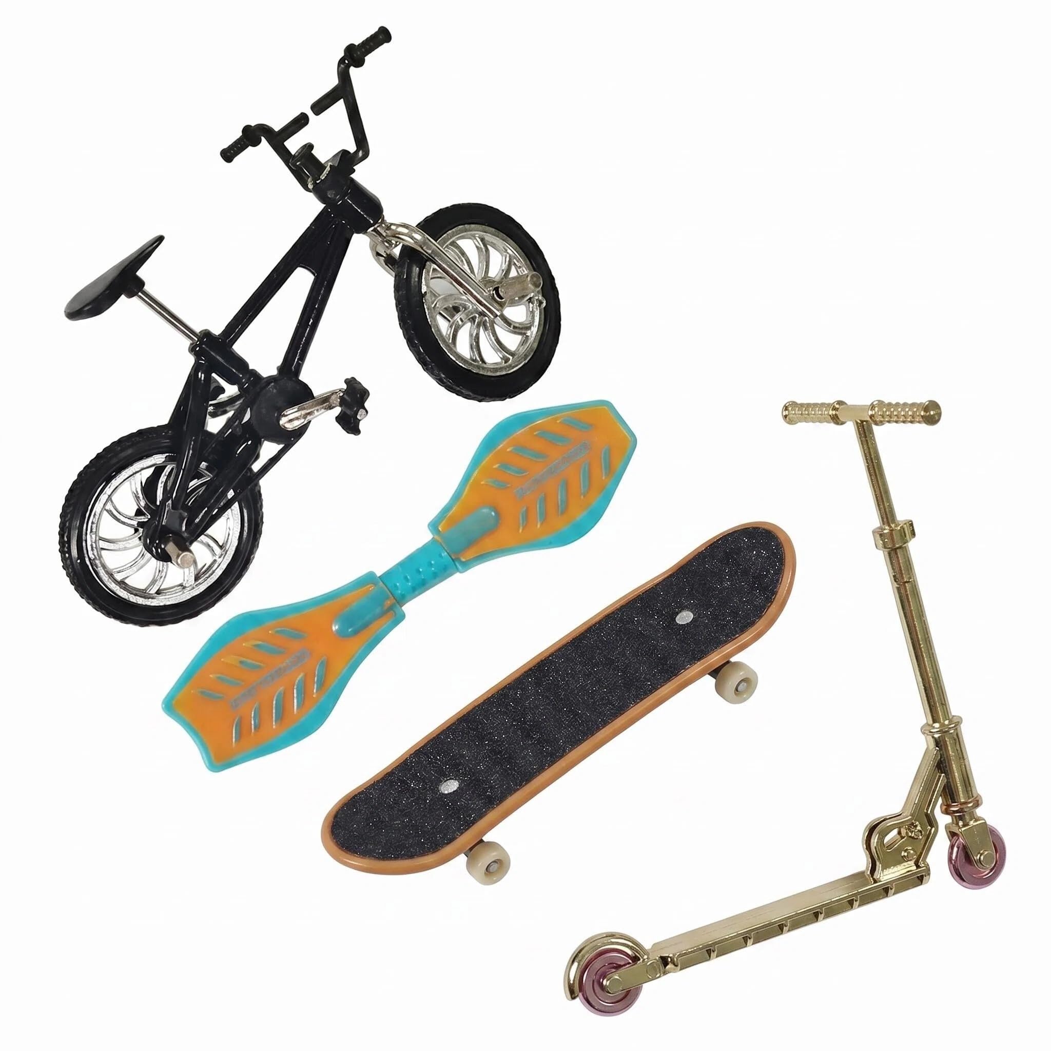 4 Pcs Finger Boards Skateboards Set,Tech Deck Scooter Mini Skateboard,Exercise Finger Coordination Ability & Develop Children's Intelligence,Mini Finger Stress Relieving Toy Bikes for Collectors (2)