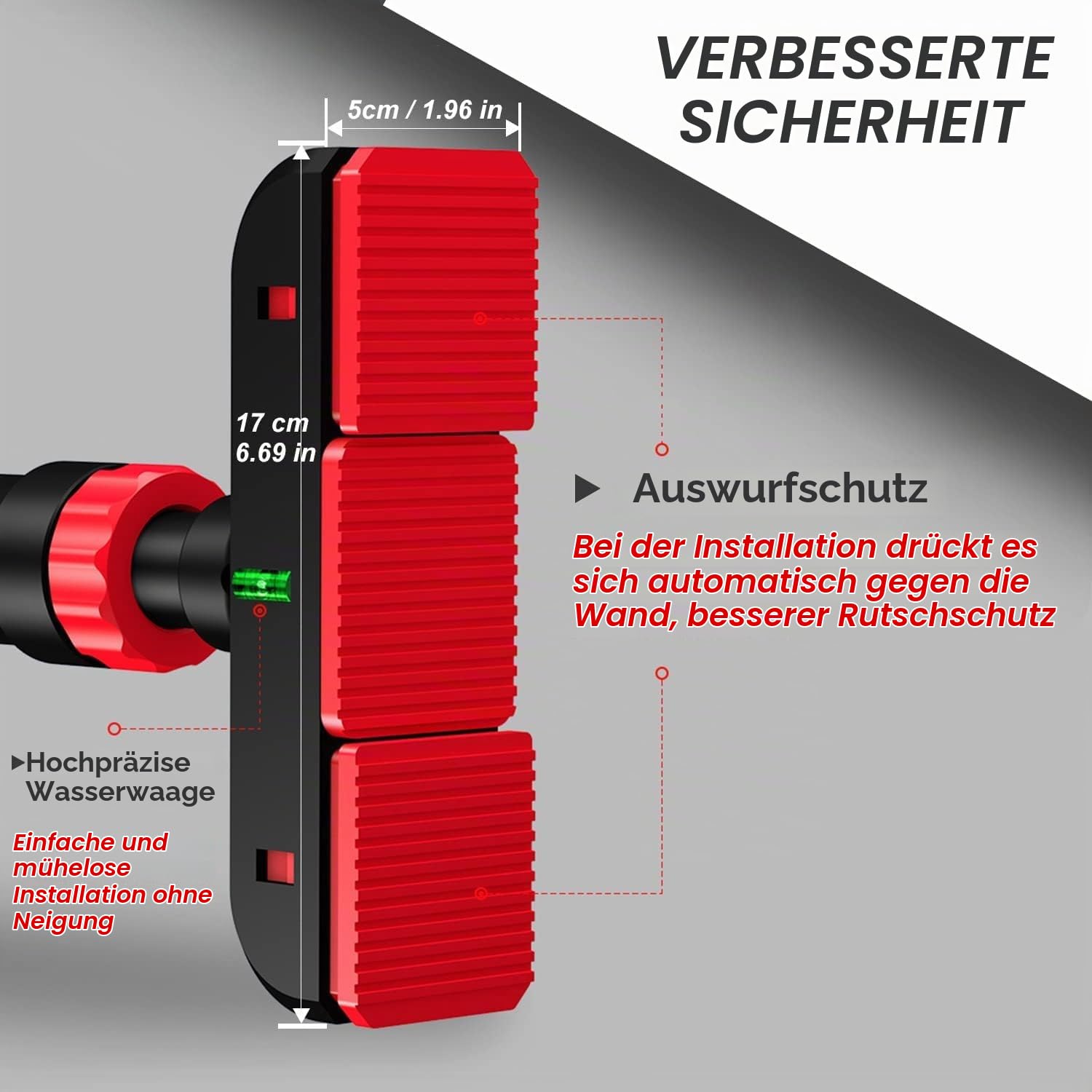 RHINOSPORT Klimmzugstange Türrahmen Ohne Schrauben 69-98 cm | ohne Bohren, ausziehbar, federgesichert & rutschfest. Mit/ohne Stützfüße: 69-92/78-98 cm. für Mieter & Heimtraining