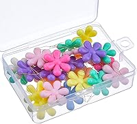 Vista 1 de TecUnite 30 enhebradores de agujas con caja transparente, cabeza de flor de plástico multicolor, enhebrador de agujas para coser a mano