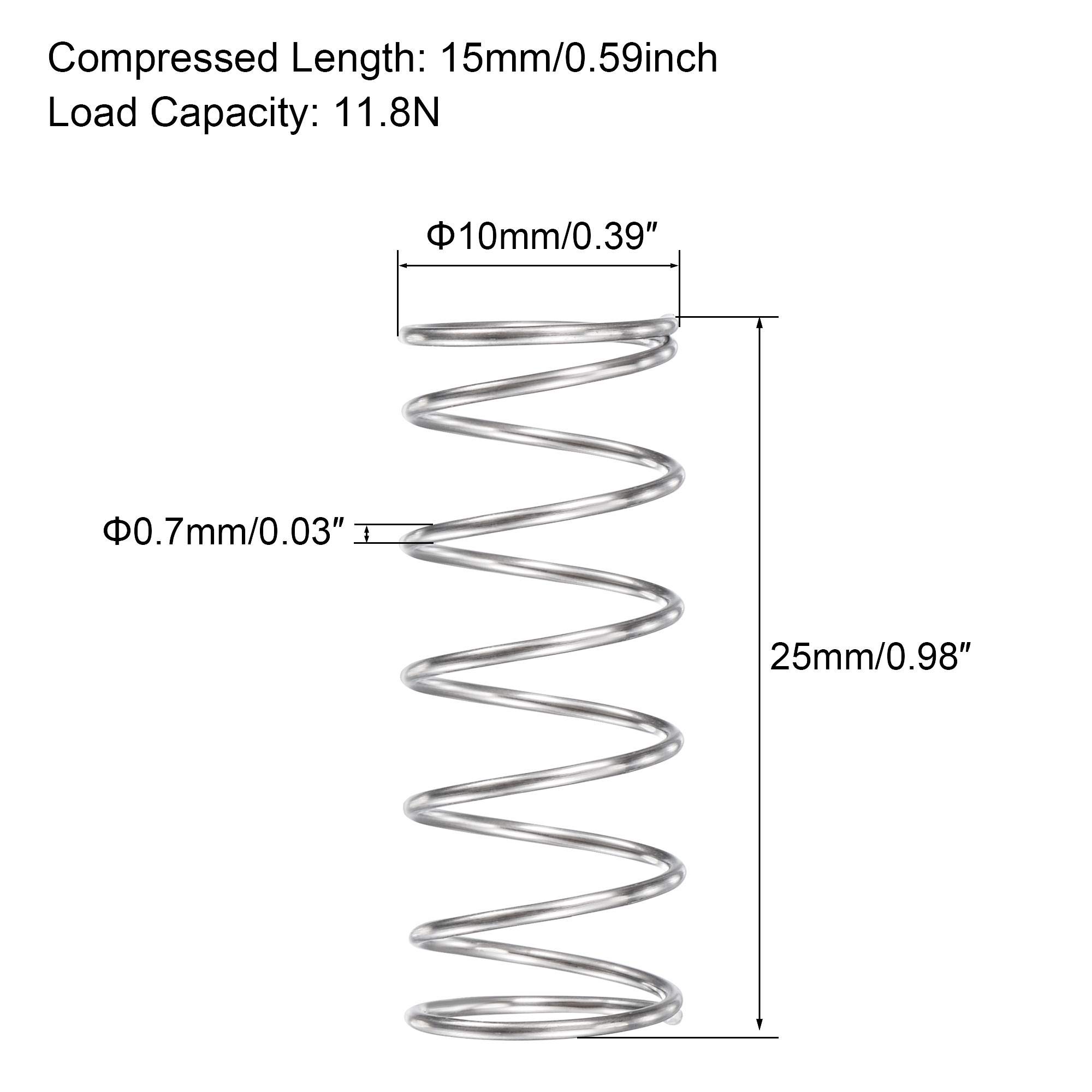 10 Piece Spring Assortment - 0.8mm Wire, 4mm OD, 35mm Length, 10PCS For ...
