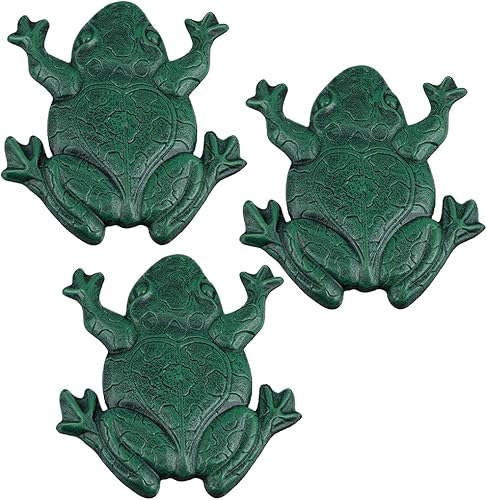 MDLUU Paquete de 3 piedras de rana, arte de rana de hierro fundido, losa decorativa para pasarela de jardĂn, cama de flores MDLUU Paquete de 3 piedras de rana, arte de rana de hierro fundido, losa decorativa para pasarela de jardĂn, cama de flores