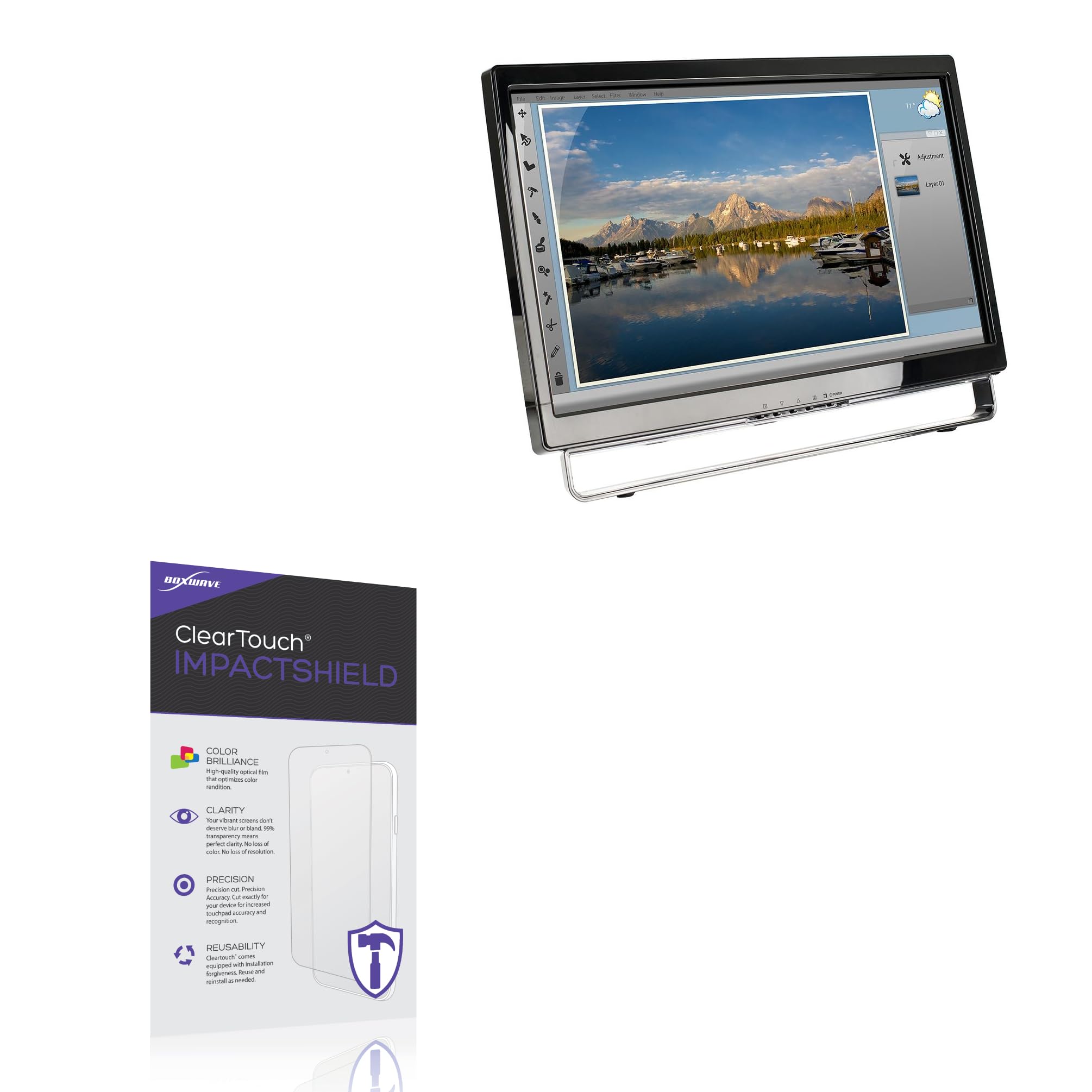 BoxWave Screen Protector Compatible With Planar Systems PXL2230MW - ClearTouch ImpactShield (2-Pack), Impenetrable Screen Protector Flexible Film