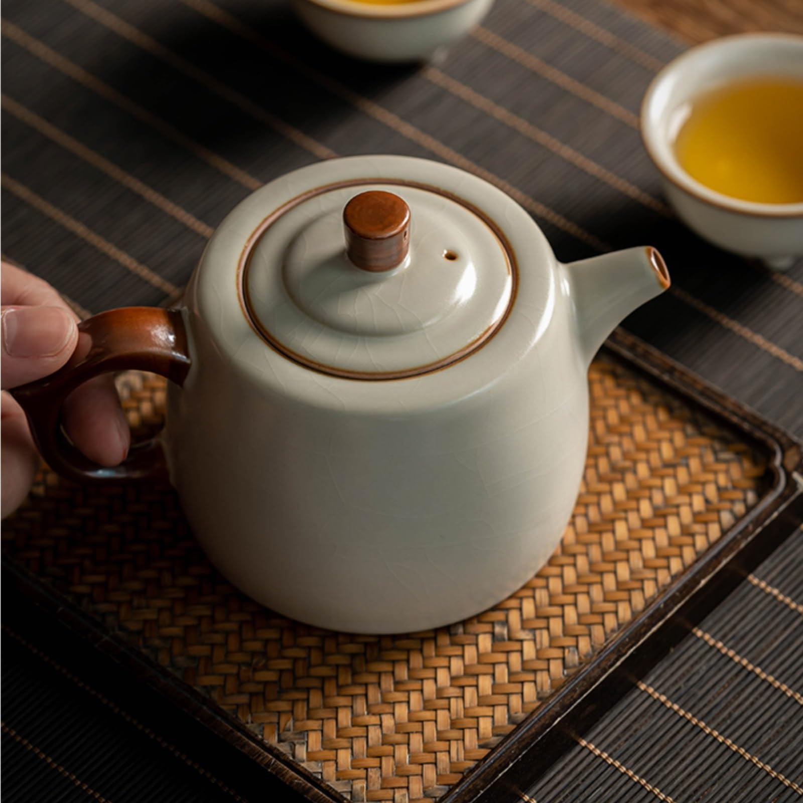 Czajniczek Ru Kiln Well Cylinder Teapot 300ml Ceramiczny Czajnik Do Domu do Herbaty i Kawy