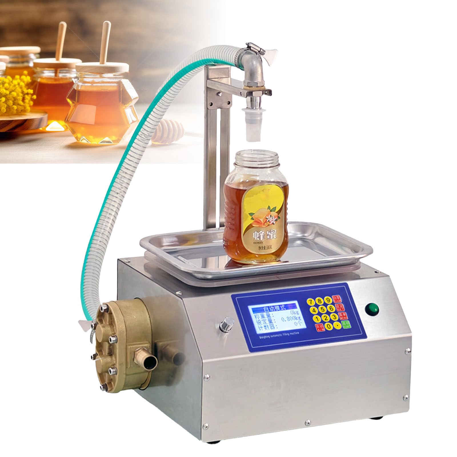 UPLTOE Weight Honey Filling Machine,2-in-1 Honey Filling Machine, Automatic Weight Bottle Filling Machine for Oil, Laundry Detergent, Gel, Honey, Sauce.20ml-10000ml.