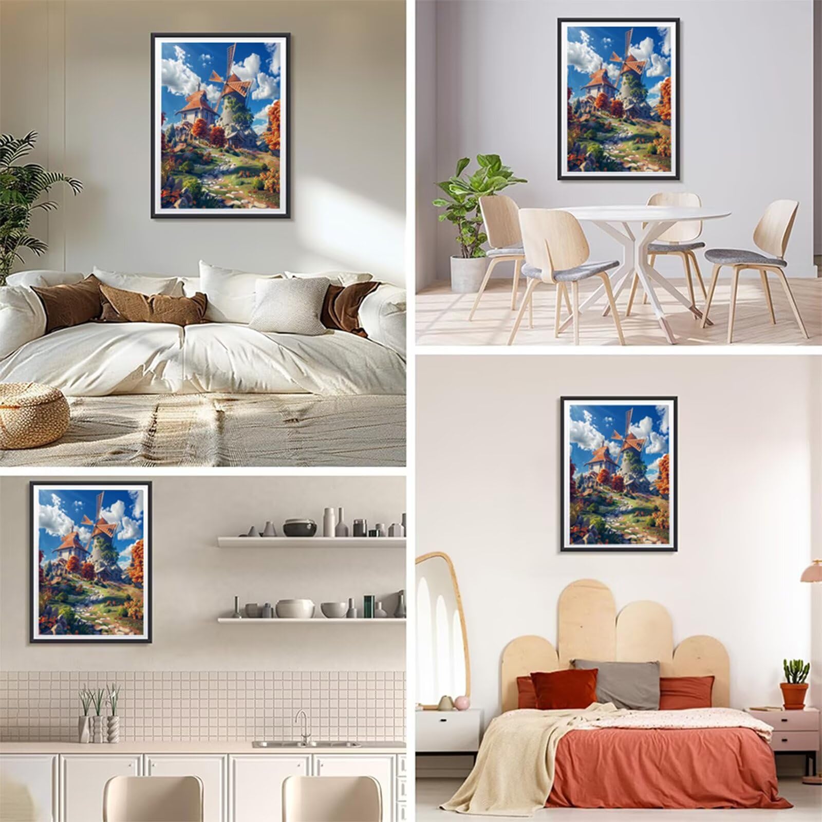 Diament Malarstwo Krajobraz Diamentowy Młyn Diamentowy Malarstwo Dorośli 60x90cm, 5D Diamentowe Rysunki Rzemiosło Dzieci, DIY Ścieg Krzyżowy Pełny Zestaw Akcesoriów, Dekoracja Domu H5-491