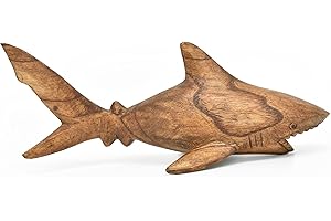 Wooden Shark Decor: Hand-Carved Bull Shark, Educationally Enriching Model