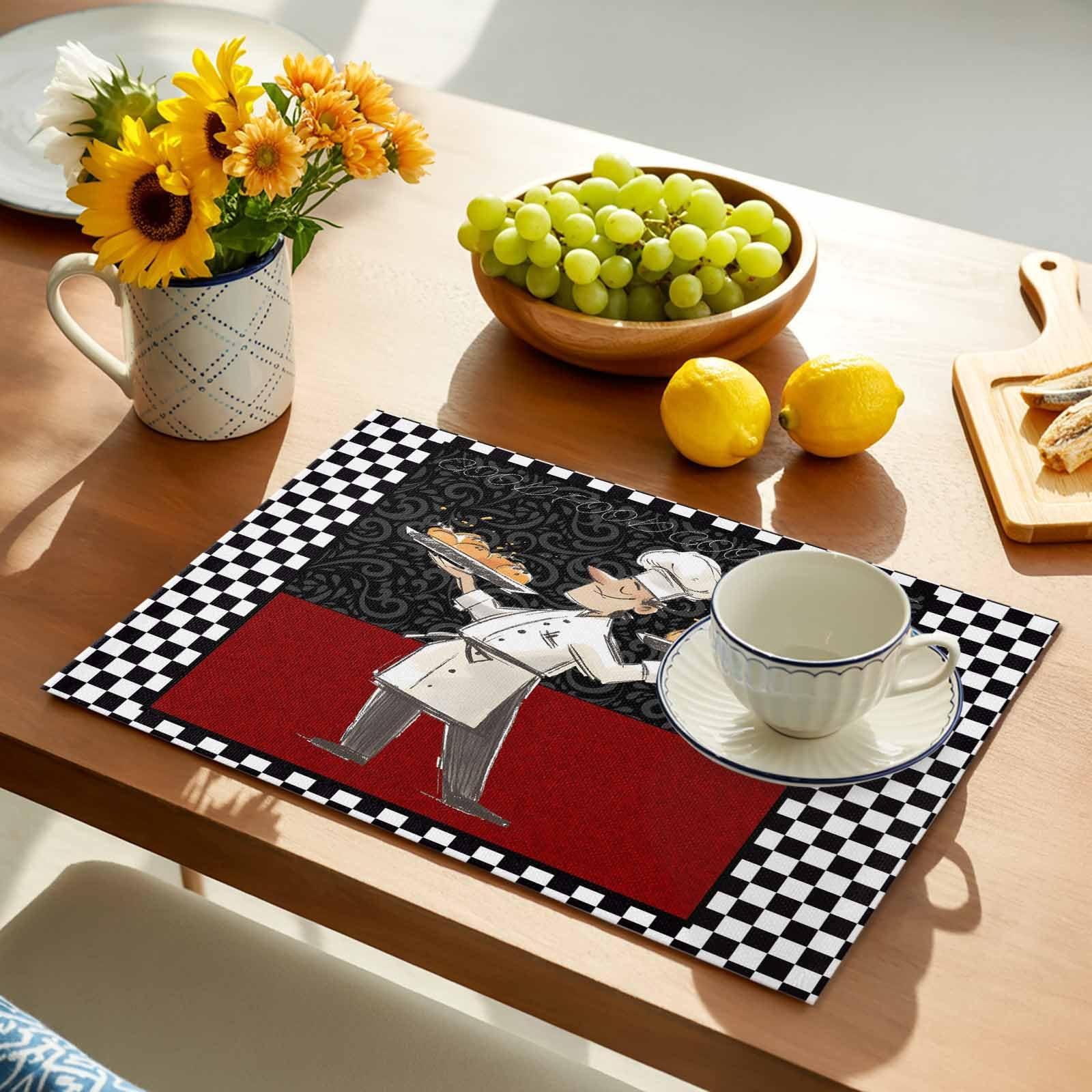 Amazon.com: Vintage Chef Placemats Set of 4 - Washable Woven