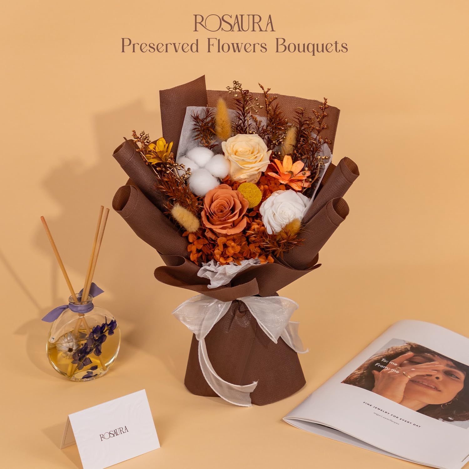 Rosaura Preserved Flowers Bouquets, Flowers for Delivery Prime, Forever Roses Bouquets Valentine's Day, Mother's Day, Christmas, Birthday Gifts (Brown) - Image 6