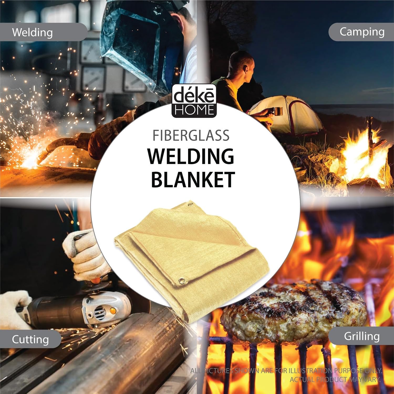 Deke Home - Fireproof Welding Blanket 4x6 ft (2 Pack), Heavy-Duty Fiberglass Fire Shield for Welding, Heat Resistant 1,000°F, Fire Retardant, Fireproof Insulation Blankets, Home, Kitchen & Industrial.