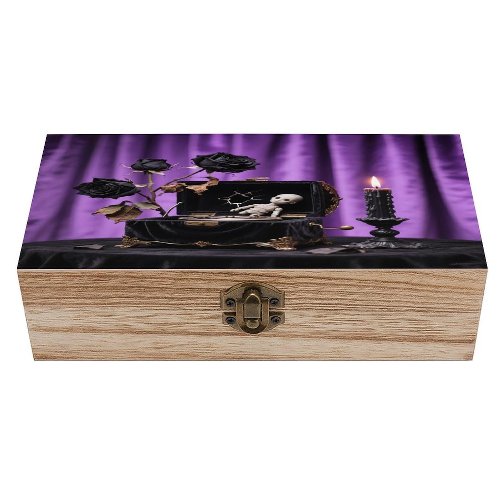 VstaDank Dark Rococo Box Wooden Storage Box Vintage Wood Box with Lid Large Wooden Jewelry Boxes DIY Wood Gift Boxes Exquisite Jewelry Case Art Stash Keepsake Storage Case