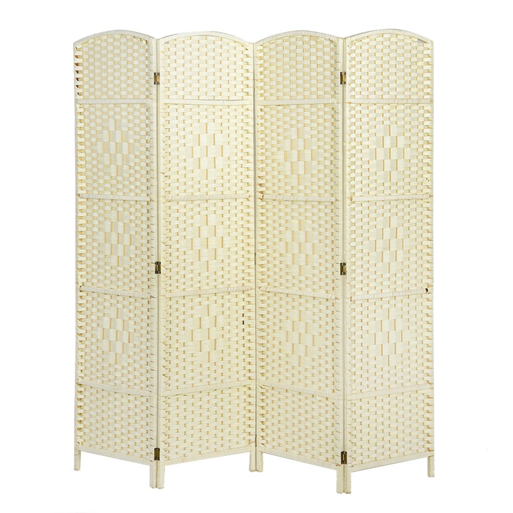Panana 4 Panel Room Divider, Freestanding Partition Wooden Screen Folding Privacy Portable Partition Screen (Beige, 4 Panel)