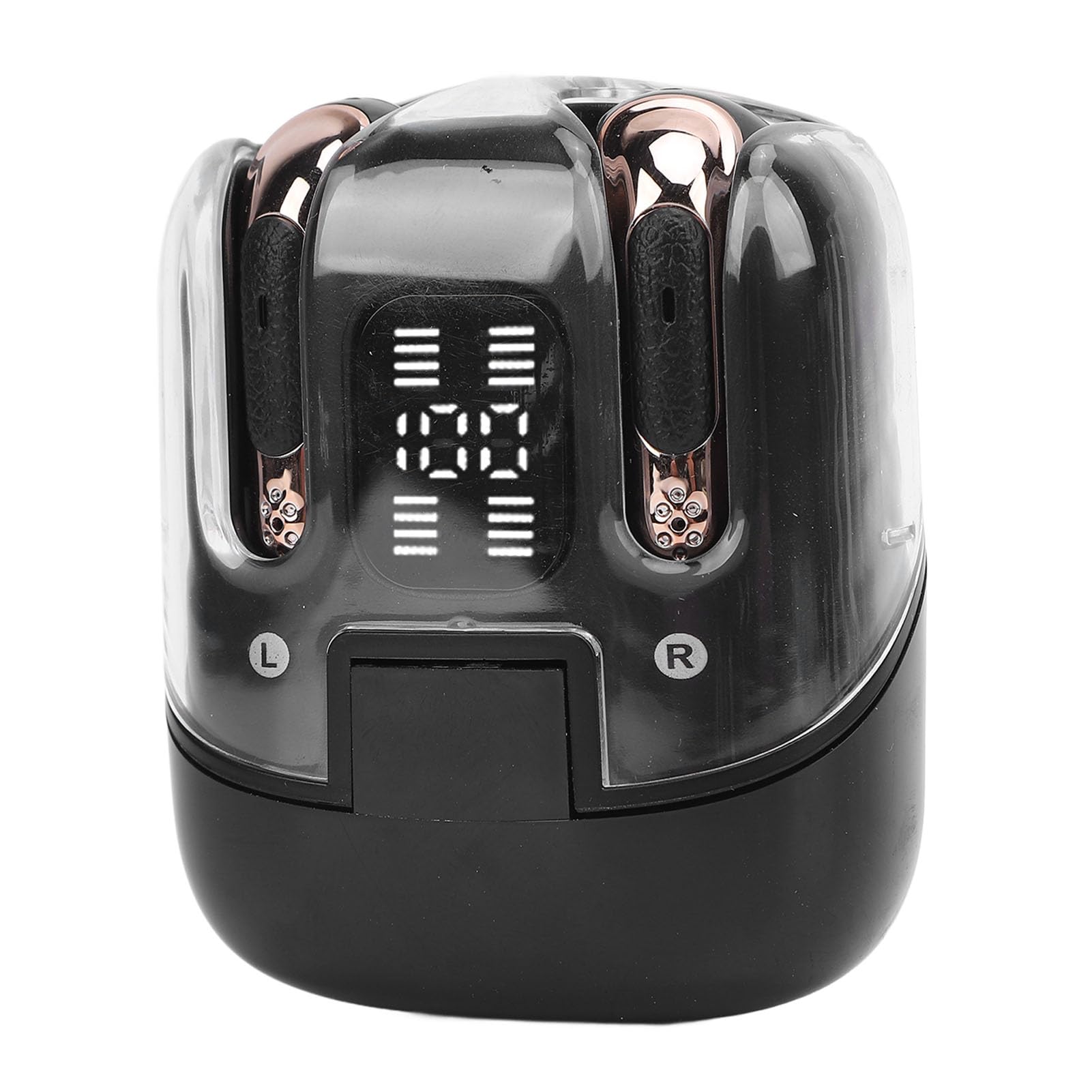 KKPLZZ Confezione da 2 Auricolari Wireless Display LED Digitale Connessione Cuffie Bluetooth 5.4 a Bassa Latenza Auricolari per Coppia di Due Persone (Nero)