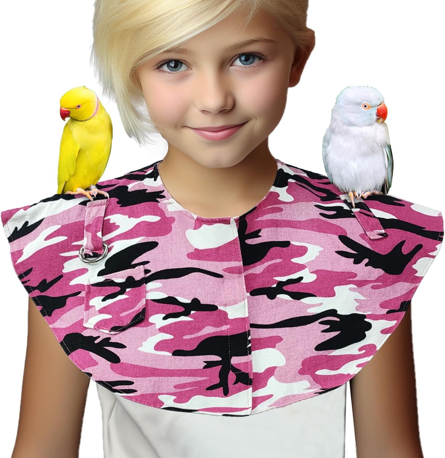 Parrot Anti-Scratch Shoulder Protector, Hang Bird Anklet Toys, Waterproof Pet Training Pad Poop Diaper Anti-bite Shawl for Parakeets Cockatiels Macaws Lovebirds Finches (Small,Pink)