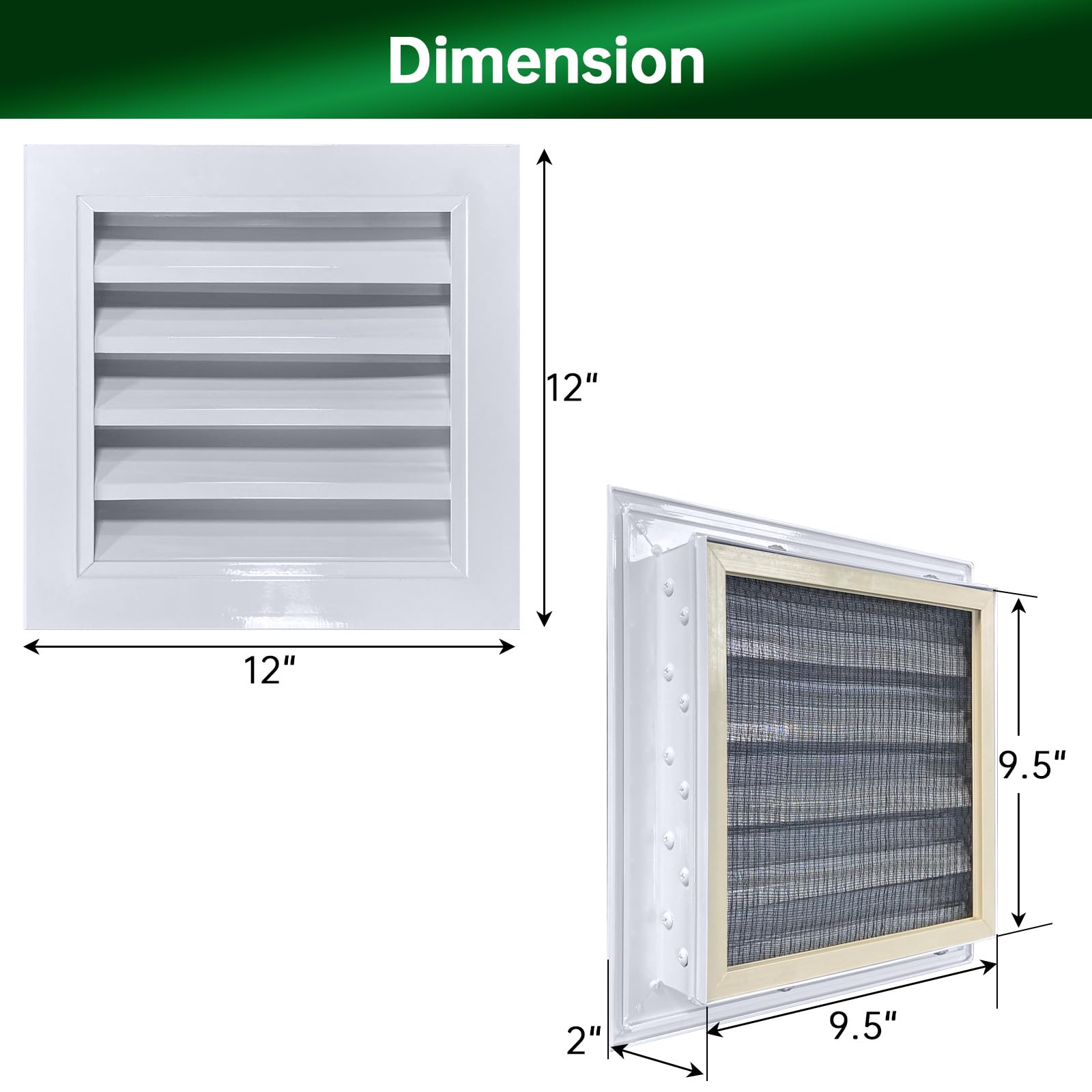 ForoGore Rejilla de ventilación de aluminio para ático de 30,5 x 30,5 cm con rejillas de ventilación para puerta mosquitera | Para ventilación exterior de puerta en el cobertizo de la casa