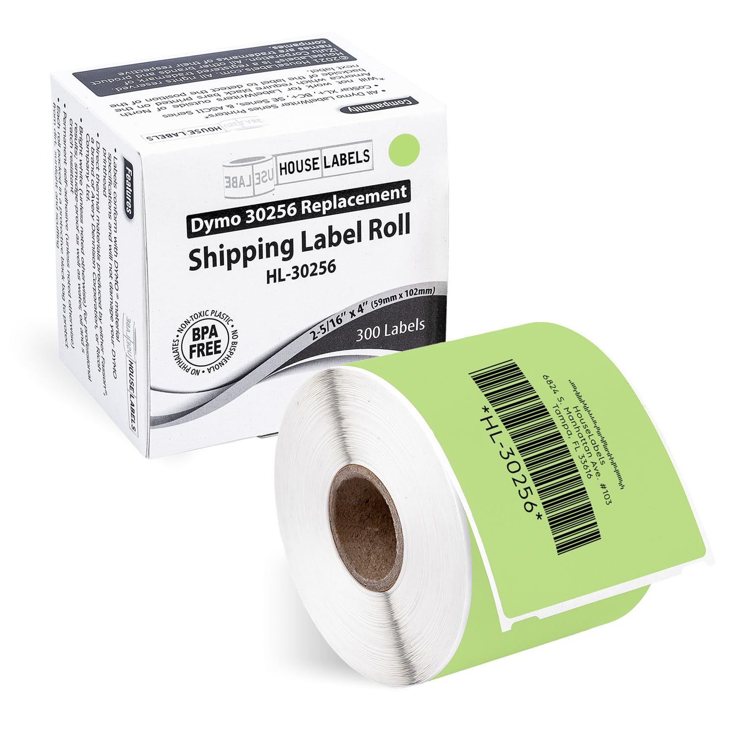 HOUSELABELS Compatible DYMO 30256 Green Shipping Labels (2-5/16" x 4"), Strong Permanent Adhesive, Compatible with DYMO LW 450, 4XL, Rollo & Zebra