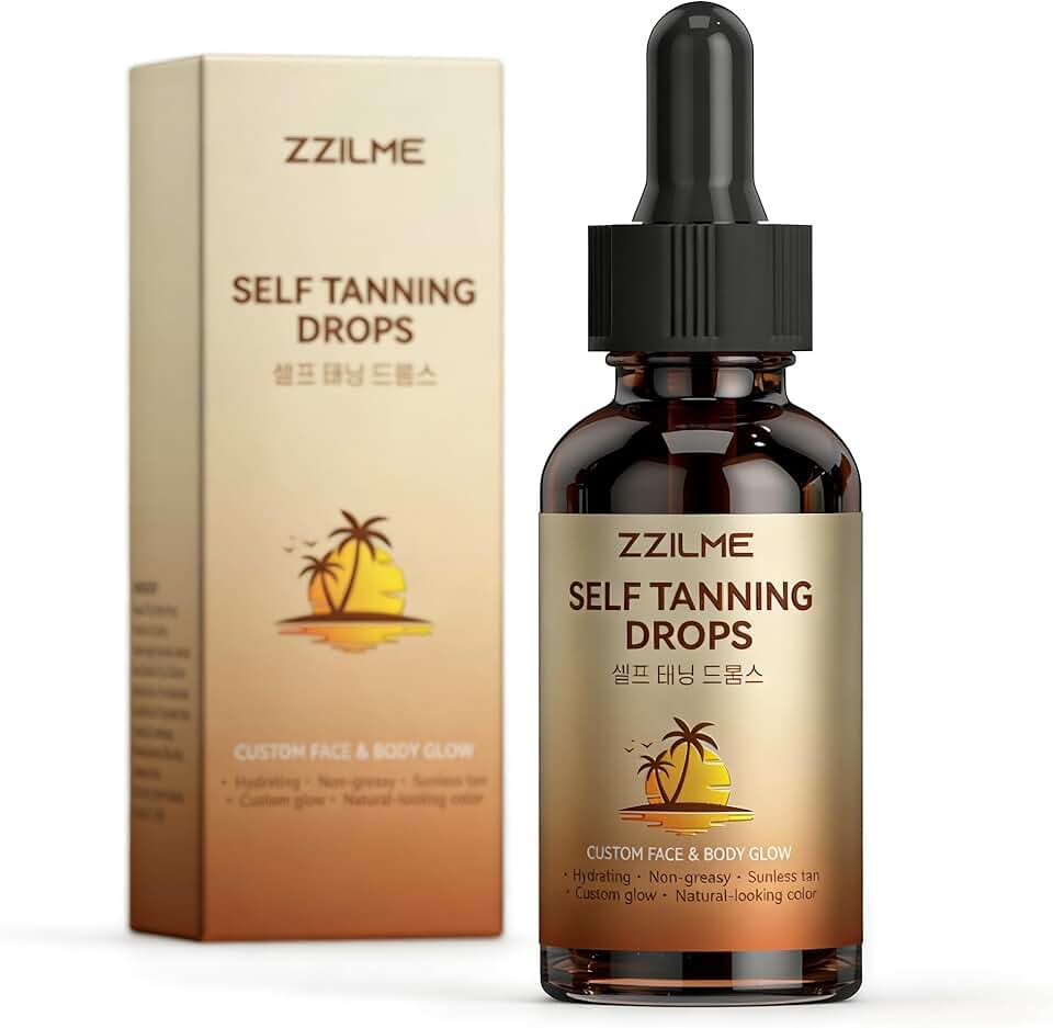 Self Tanning Drops for Face &amp; Body - Customizable Glow with Niacinamide, Vitamin C &amp; Hyaluronic Acid, Gradual Sunless Tanner Serum, Non-Comedogenic Bronzing Drops 1 fl oz