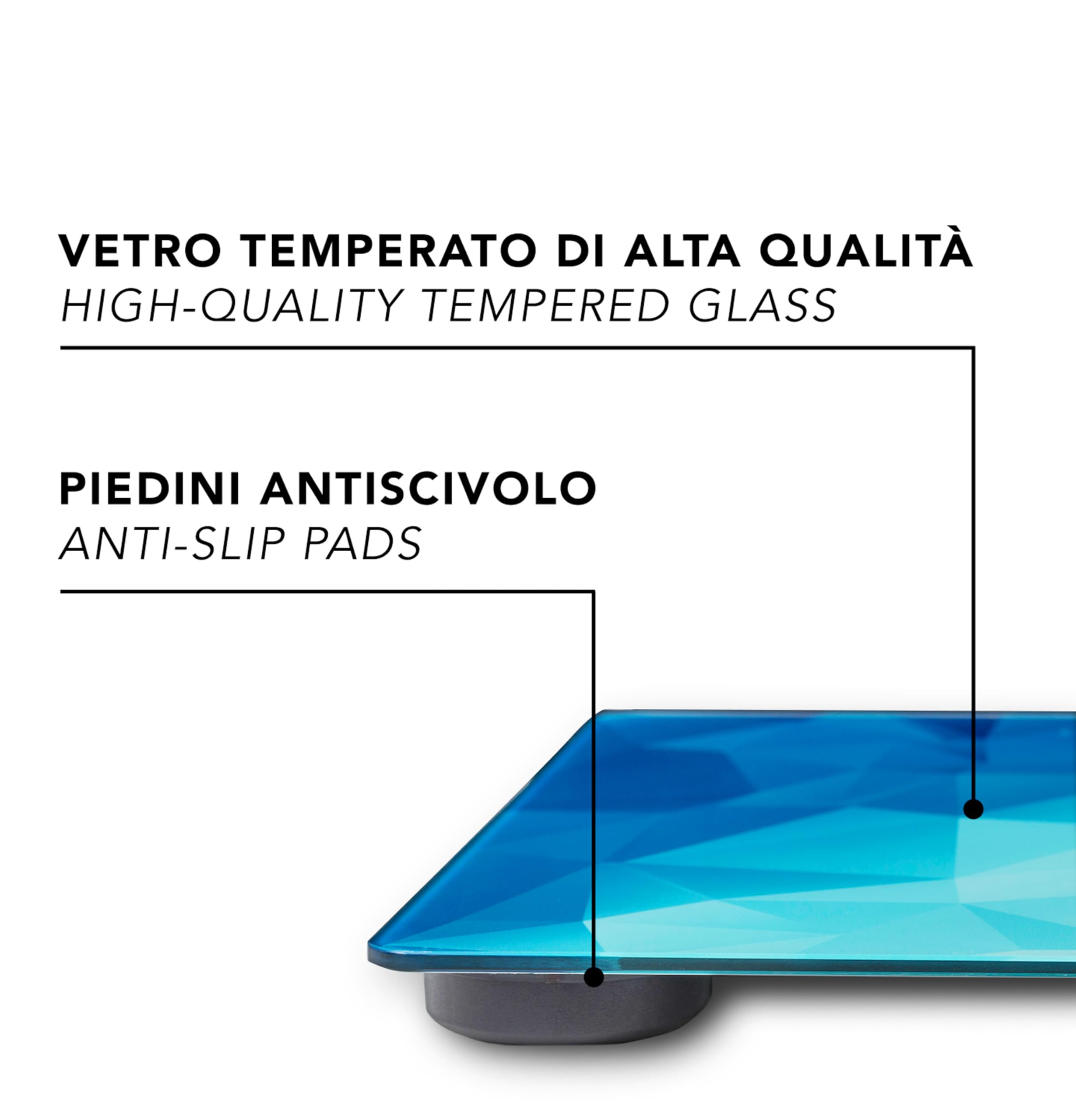 IPEA Bilancia Pesapersone Digitale Ultra Sottile - Tecnologia STEP ON - Massima Precisione Peso - Design Elegante - Bilancia in Vetro Temperato con Display misurazione precisa 0,1 KG - Max 180Kg