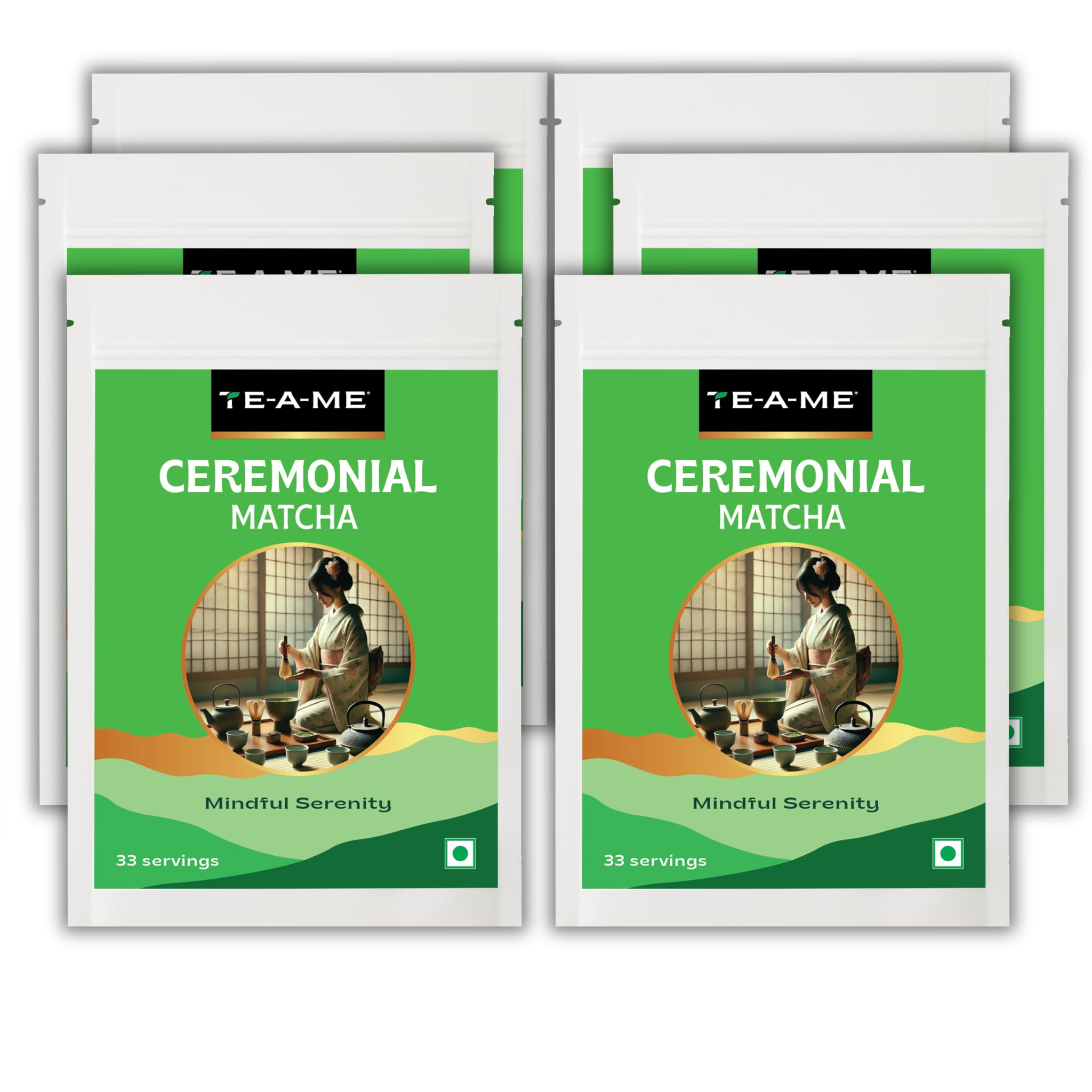 TE-A-ME Matcha Tea Powder - Ceremonial Grade 50g (Pack of 6) | Japanese Matcha Green Tea Powder