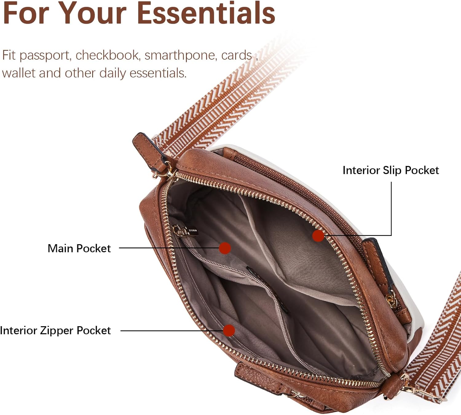 BOSTANTEN Small Crossbody Purse for Women Triple Zip Cell Phone Leather Handbag with Colored Shoulder Strap - Image 5