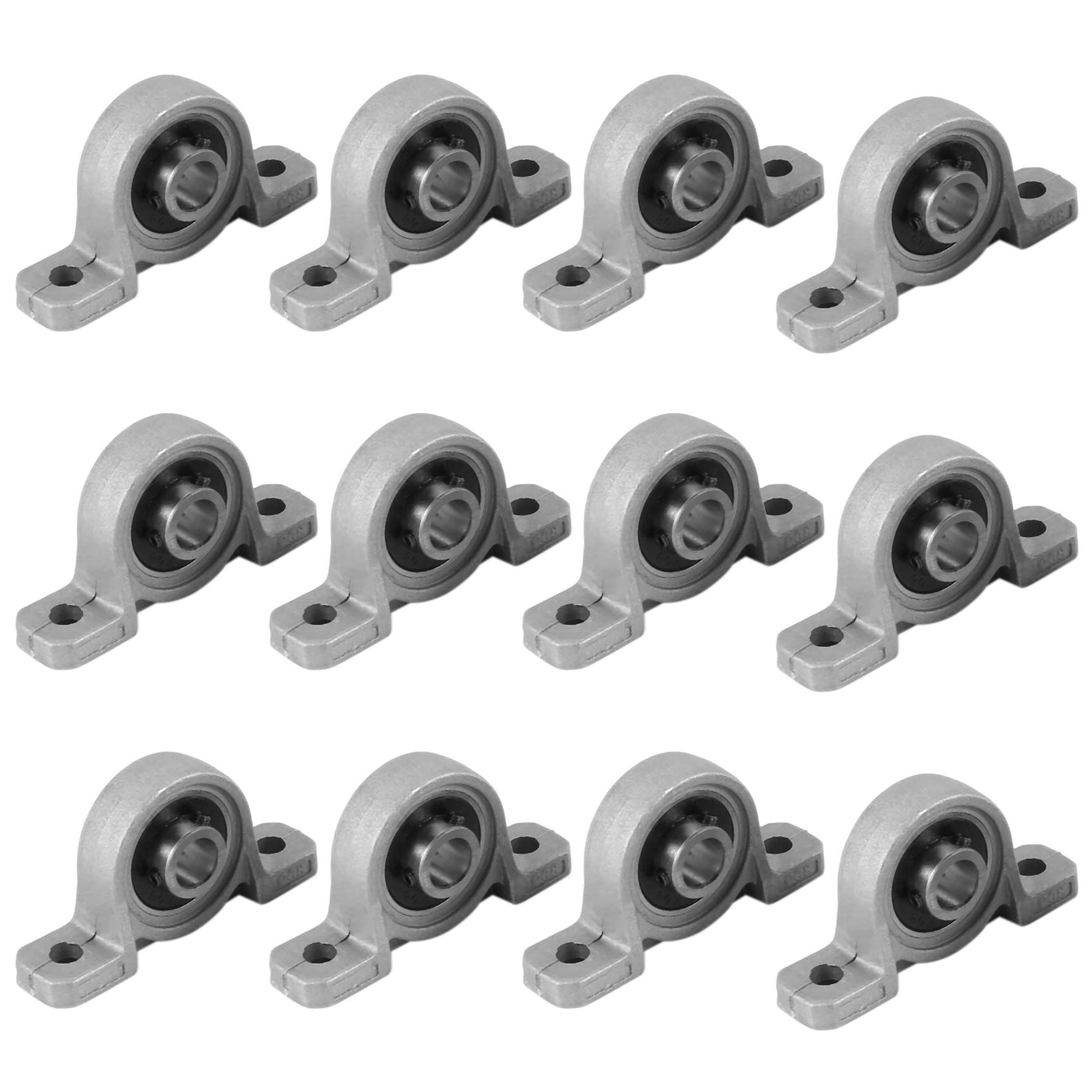 Jnchdghwa Silver 12Pcs Kp08 Pillow Block Mounted Ball Bearing (Diameter 8Mm Bore) Zinc Alloy Pillow Block Bearing