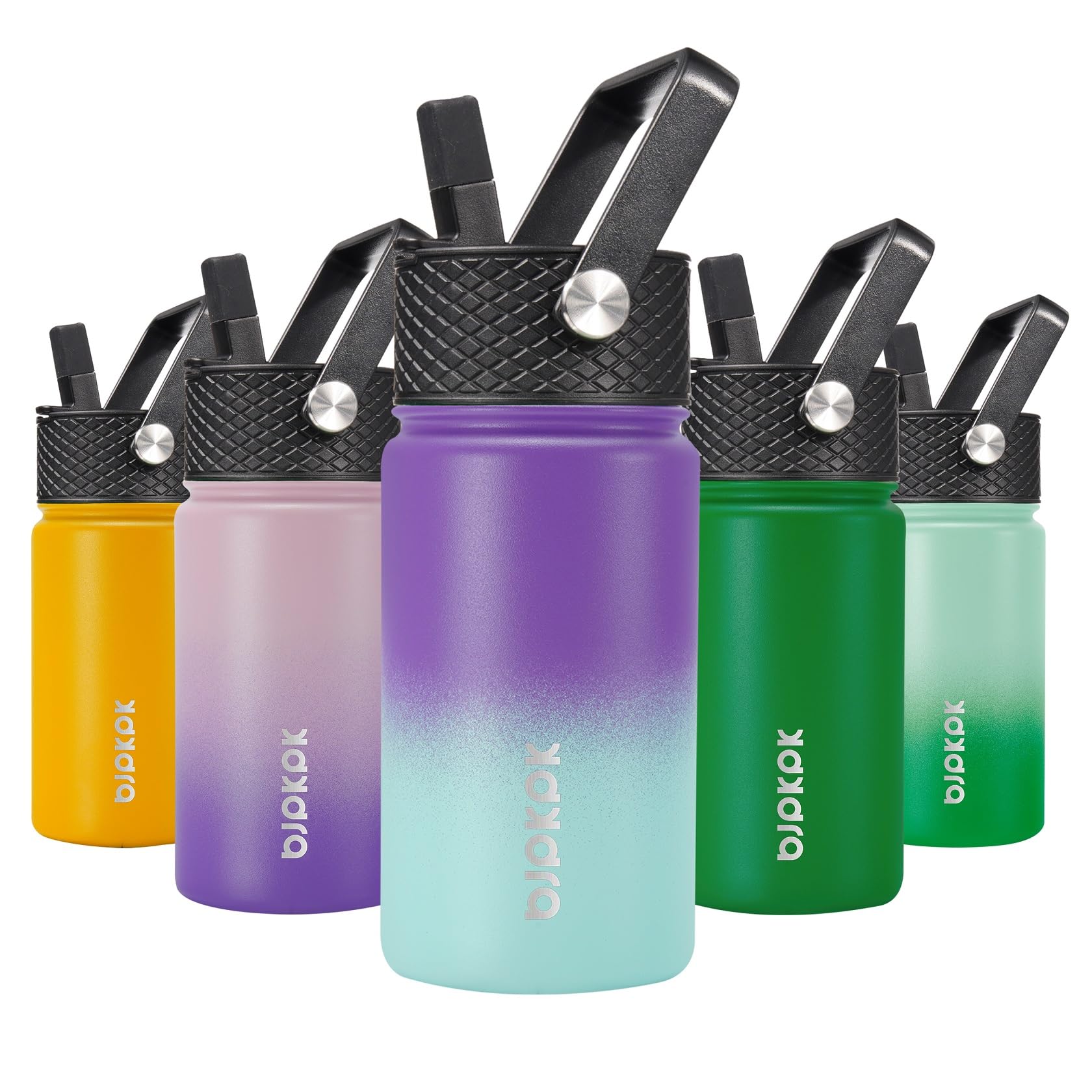 BJPKPK Insulated Water Bottle, 15oz Stainless Steel with Straw Lid