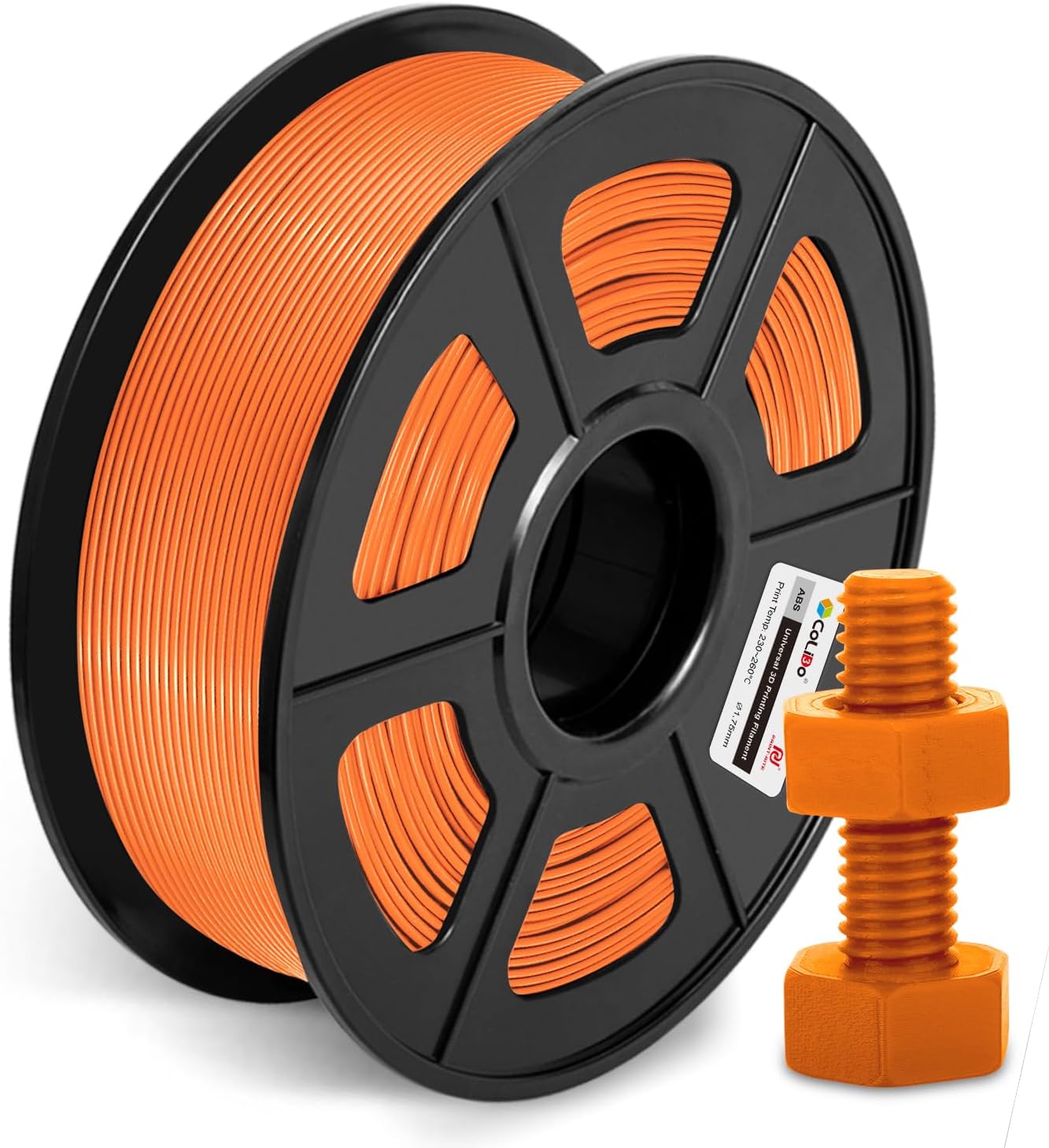 COLIDO ABS Filament 1.75mm,High Abrasion and Heat Resistance,no Clogging,Neat Winding,3D Printer Filament 1kg Spool (2.2lbs),Dimensional Accuracy +/- 0.02mm, Suitable for Most 3D Printers.(1-Orange