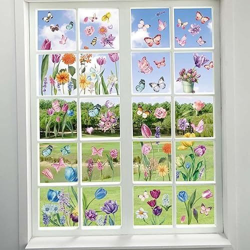 Miniatura 7 de Adhesivos para ventana de primavera mariposa 84 piezas anticolisión para ventana de vidrio decoración de ventanas suministros de fiesta de primavera