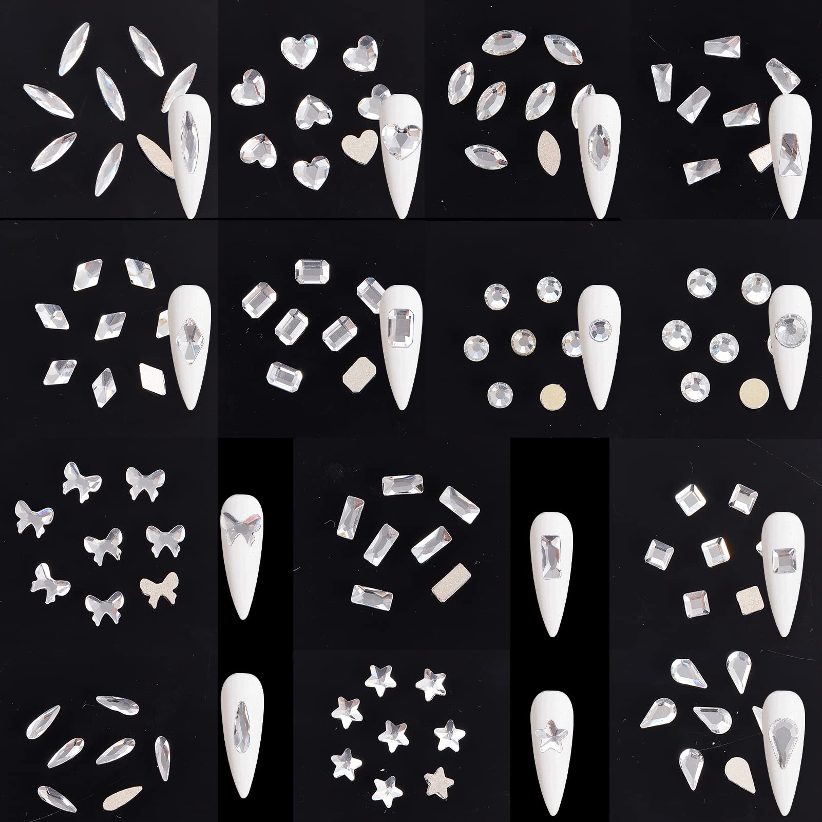 NICENEEDED Set di Strass Flatback A 20 stile con Scatola di Immagazzinaggio Diamantata, 3100 pezzo di Gemme per Unghie di Dimensioni Miste con Penna A Cera Professionale