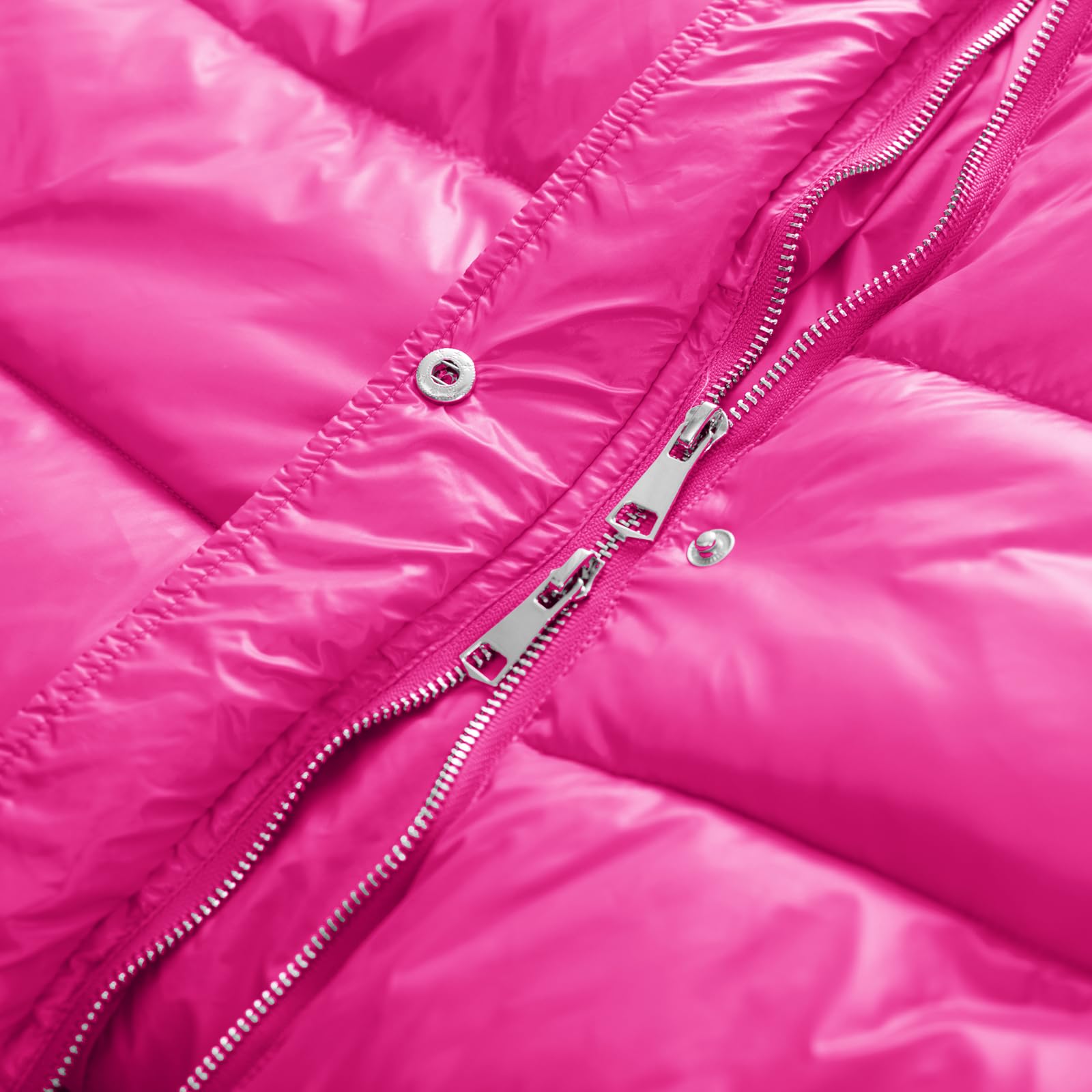 GRACE KARIN Winter Coats for Women Long Length Long Puffer Coat Women with Hood Hot Pink XXXL