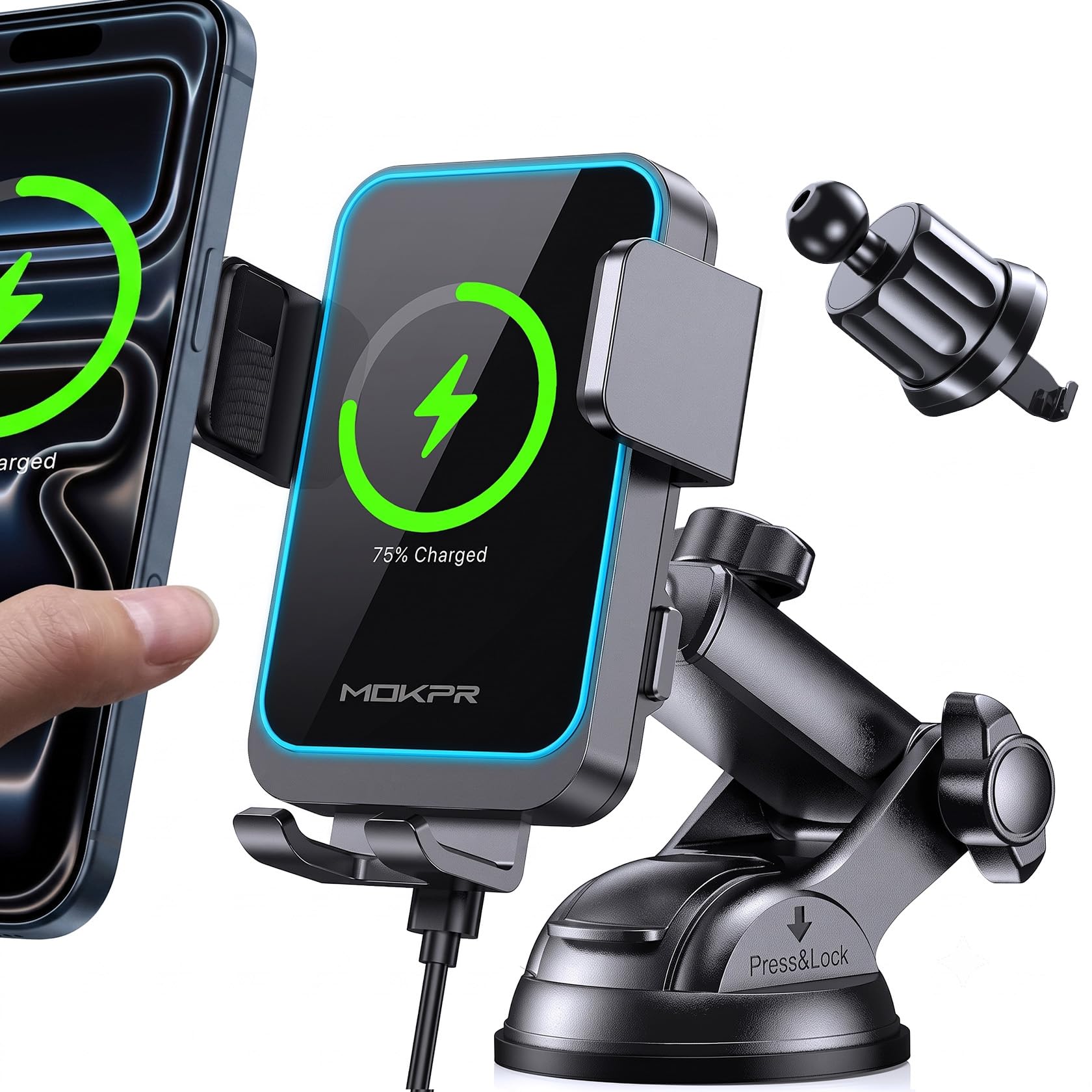 MOKPR LED Auto Clamping Car Charger